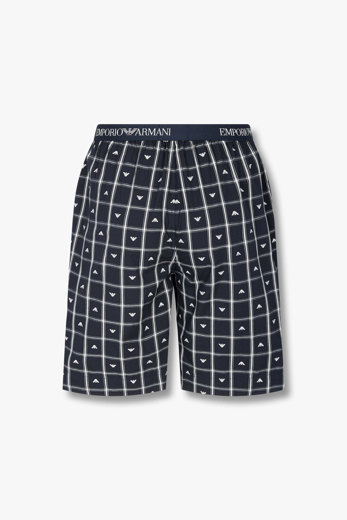 엠포리오 아르마니 언더웨어(EMPORIO ARMANI UNDERWEAR) 남성 로고 밴딩 패턴드 라운지 쇼츠_다크 네이비 0815131020