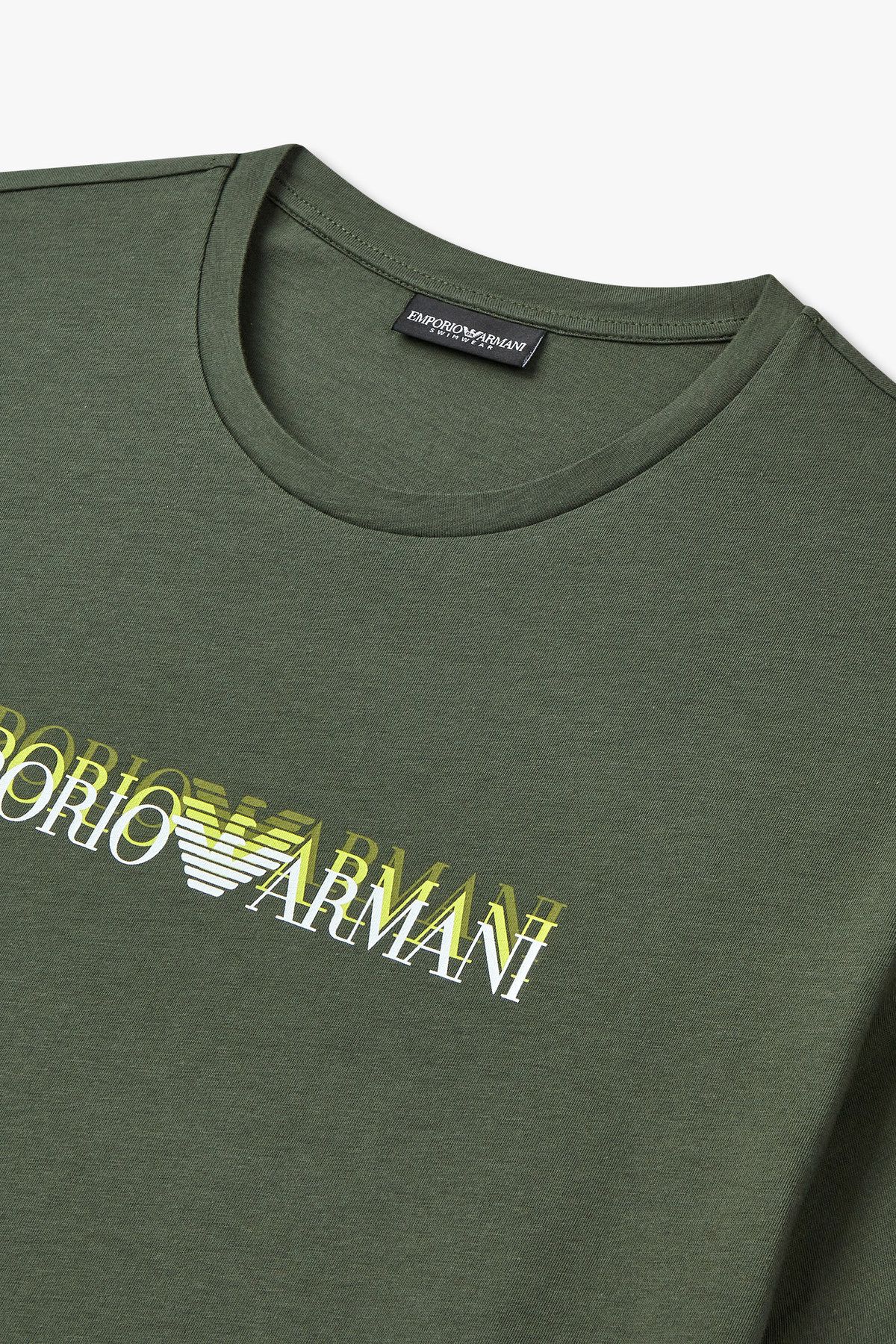 엠포리오 아르마니 언더웨어(EMPORIO ARMANI UNDERWEAR) 남성 로고 그래픽 크루넥 티셔츠_그린 0815114028
