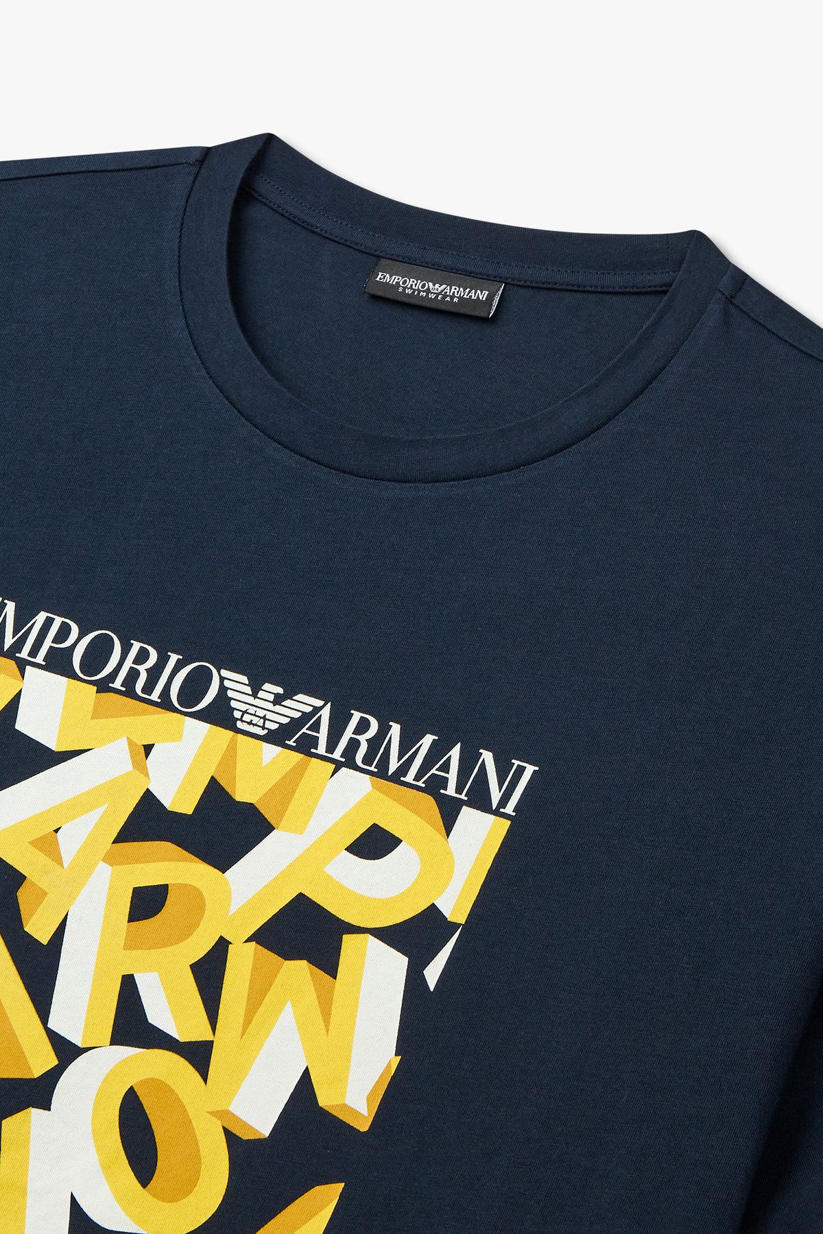엠포리오 아르마니 언더웨어(EMPORIO ARMANI UNDERWEAR) 남성 로고 그래픽 크루넥 티셔츠_네이비 0815114027