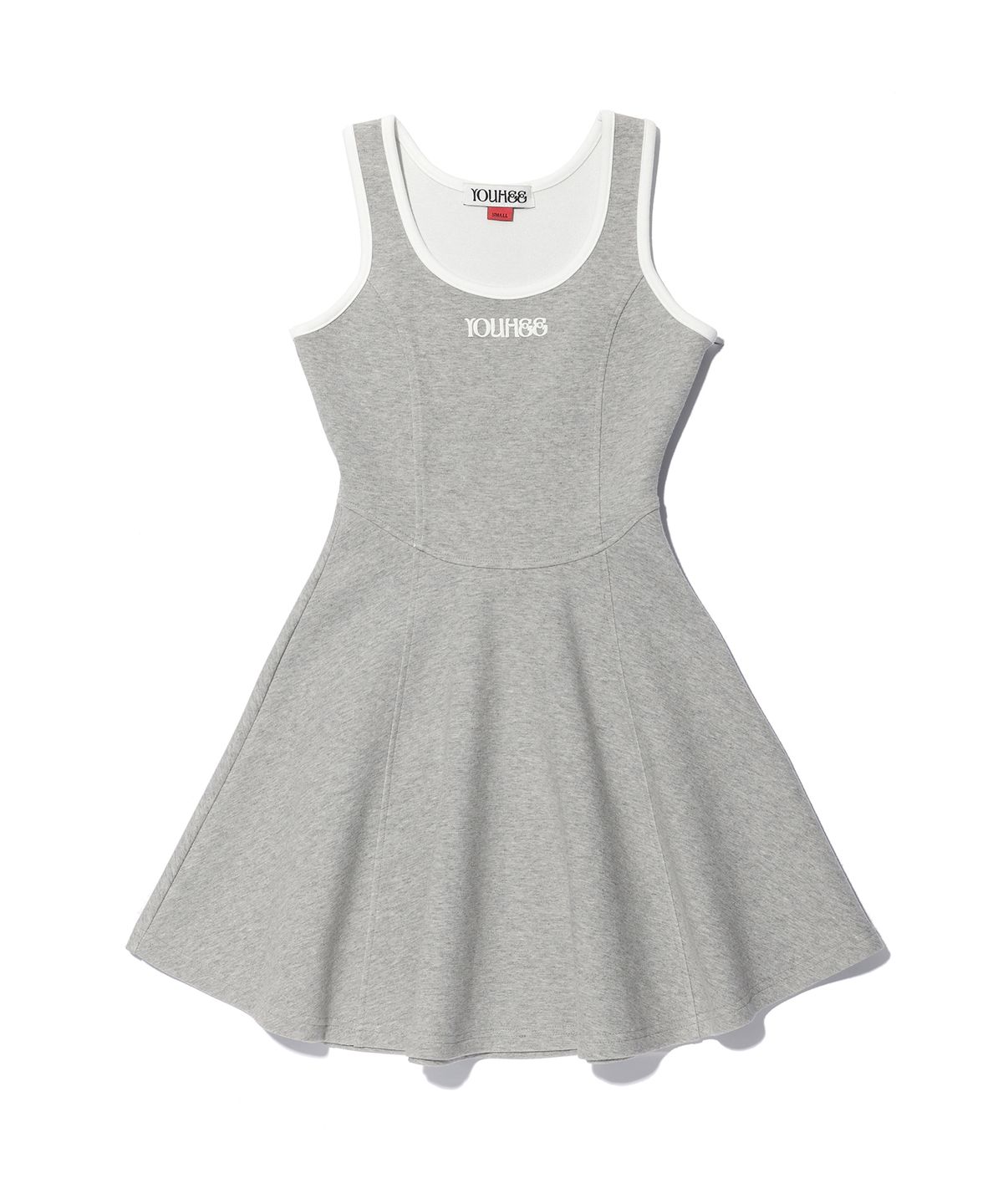 유희(YOUHEE) RINGER FLARE MINI DRESS MELANGE GREY