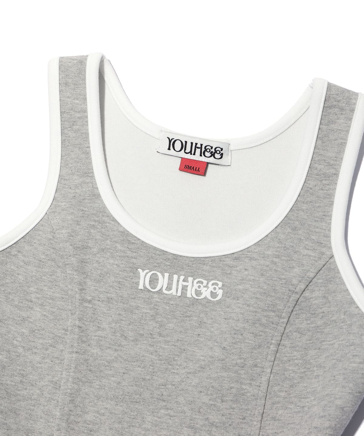 유희(YOUHEE) RINGER FLARE MINI DRESS MELANGE GREY