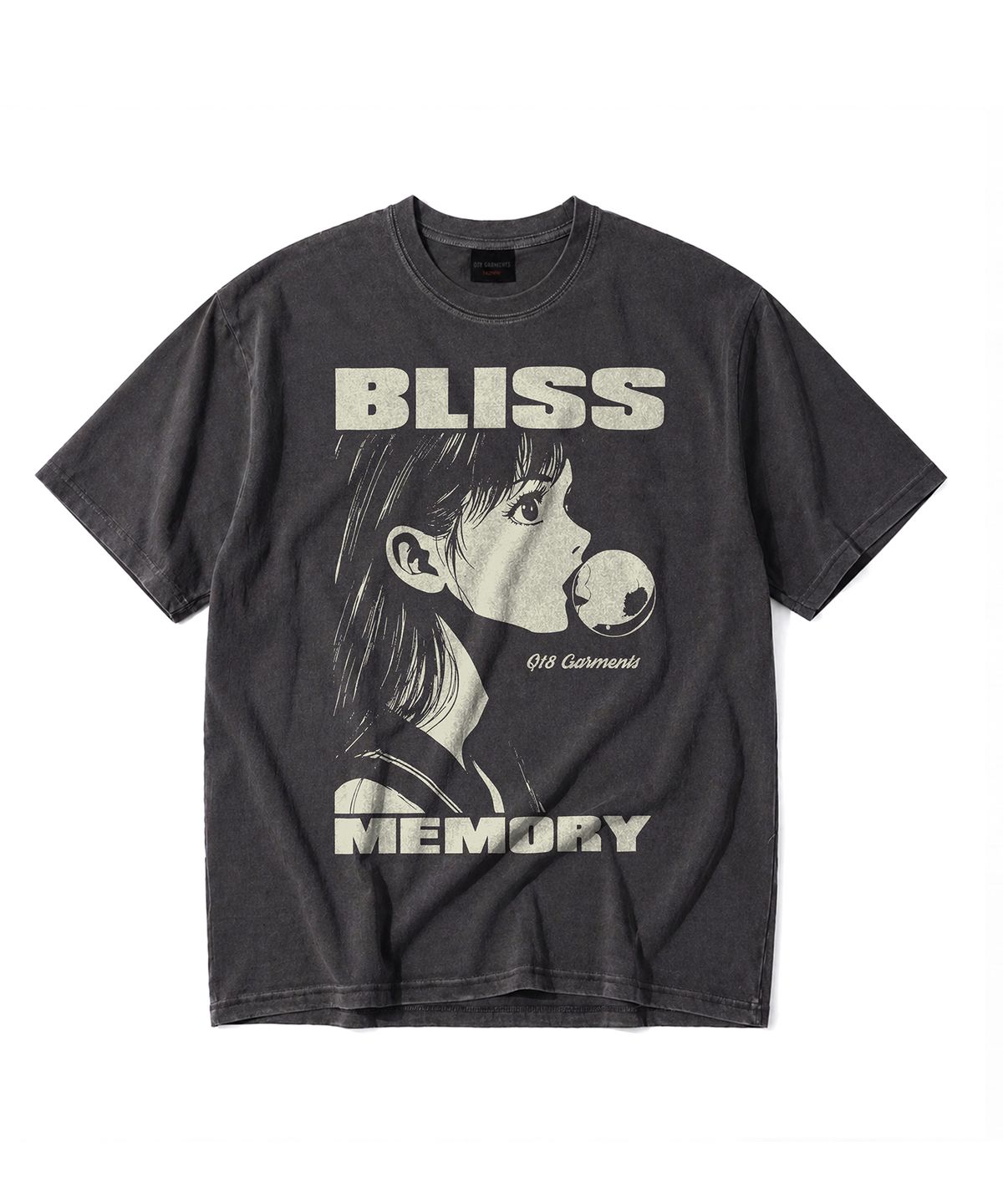 큐티에잇 가먼츠(QT8 GARMENTS) LB Bliss Pigment Washed Tee (Charcoal)