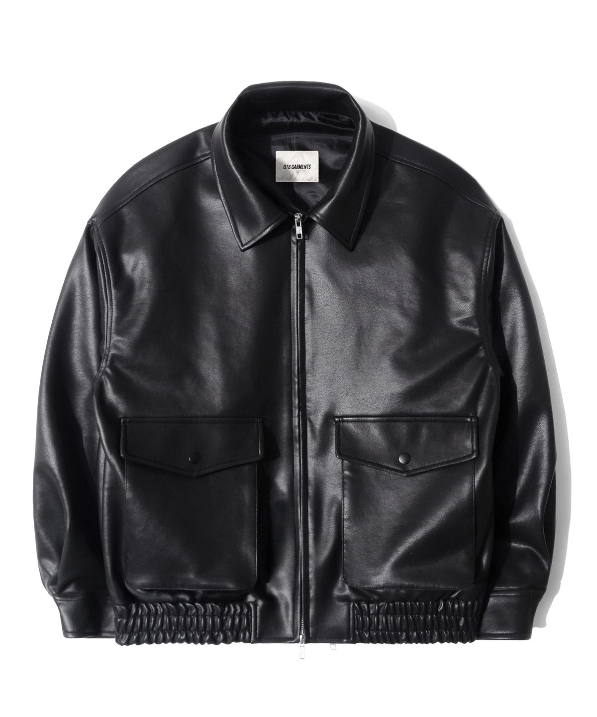 큐티에잇 가먼츠(QT8 GARMENTS) RG Synthetic Leather Pocket Jacket (Black)
