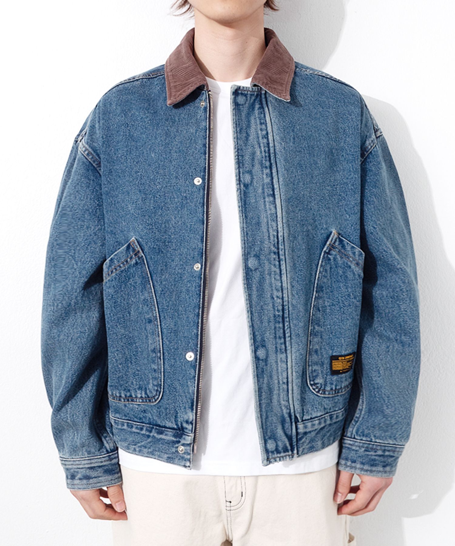 PLACESTUDIO ♥ Pigment Collar Cotton Trucker Jacket MUSINSA | QT8 GARMENTS OC Denim Placket Trucker Jacket (Blue)