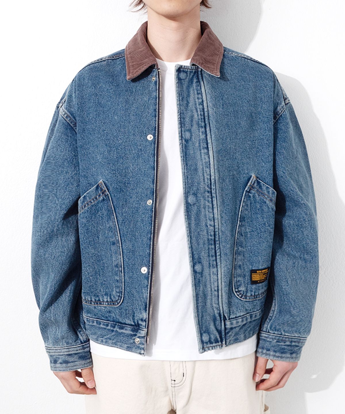 큐티에잇 가먼츠(QT8 GARMENTS) RG Denim Placket Trucker Jacket (Blue)