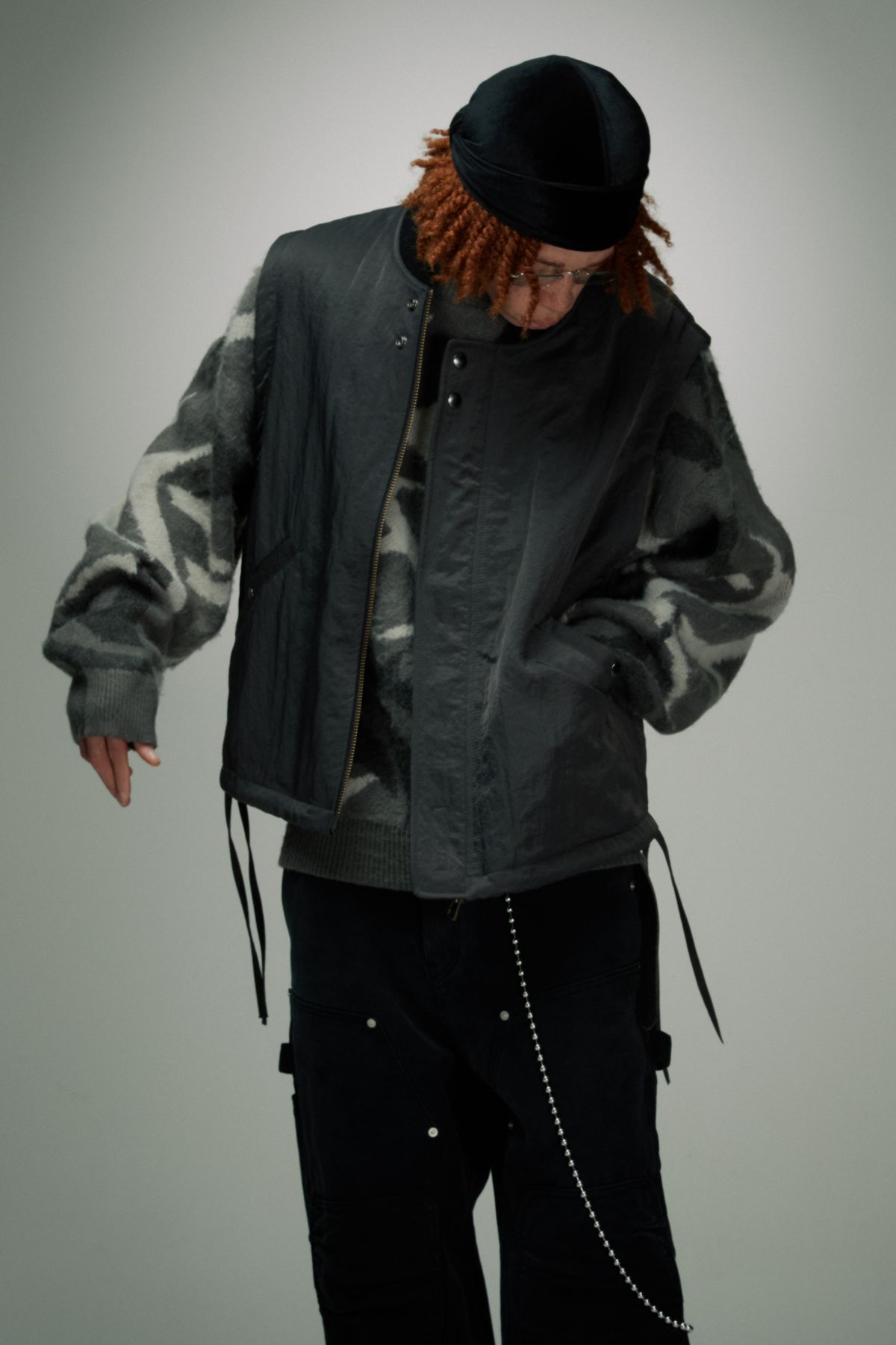 홀리선(HORLISUN) Cooper Crease Nylon Vest Chacoal
