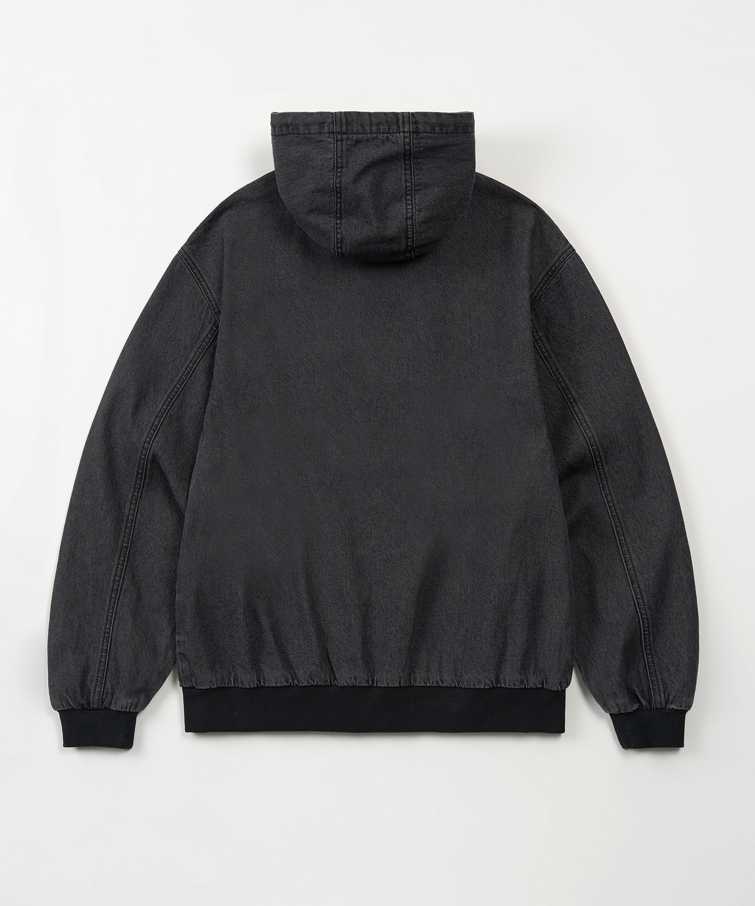 MUSINSA | TOFFEE Vintage Washed Denim Hoodie Zip-Up (GREY)