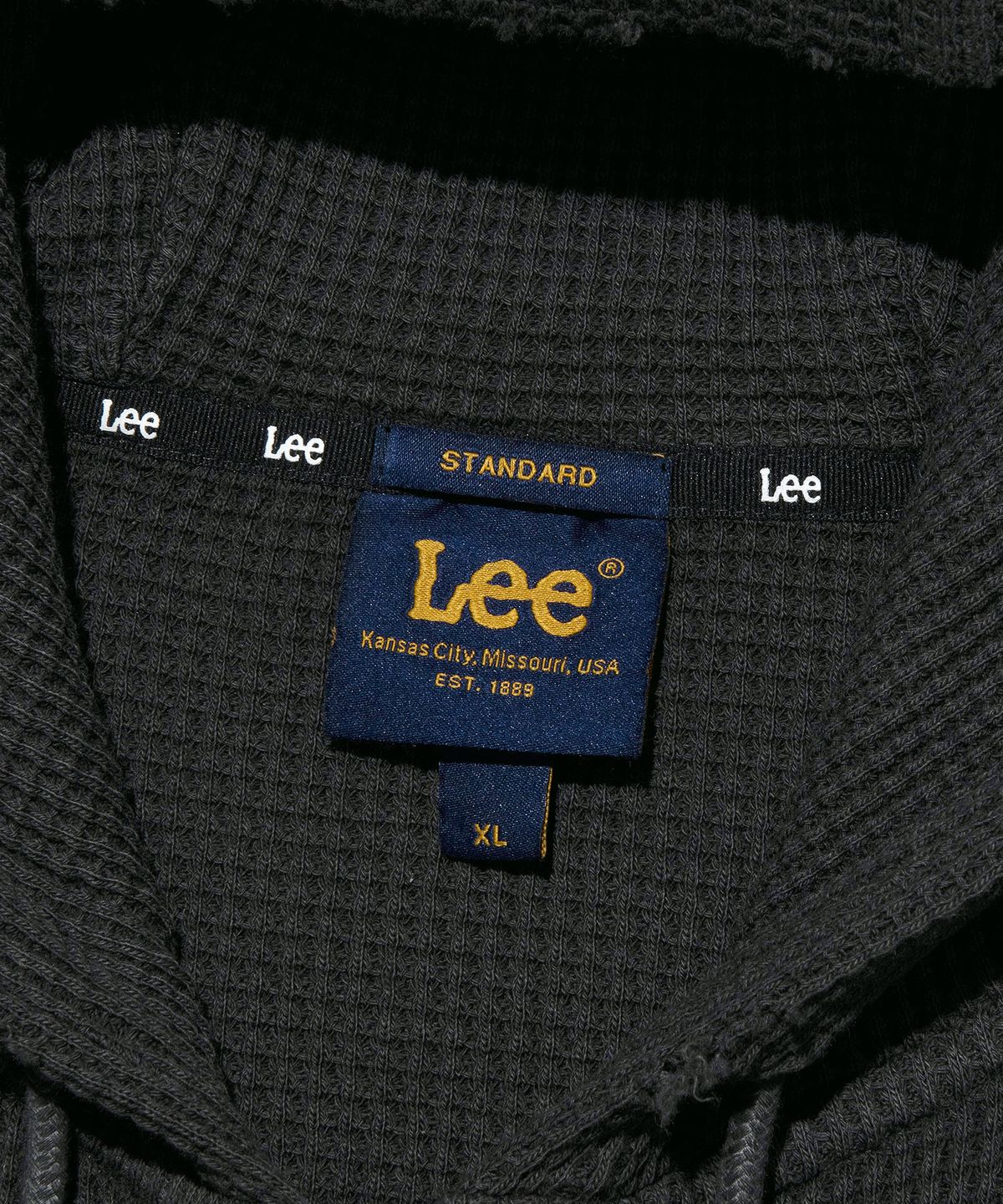리(LEE) 데미지 와플 다잉 후드 집업 블랙