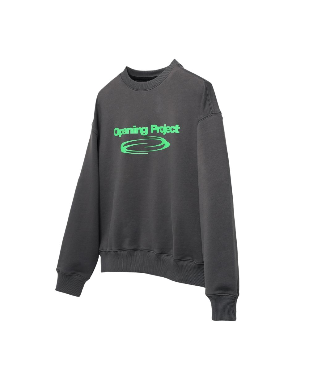 MUSINSA公式 | OPENING PROJECT W Identity Sweatshirt - Charcoal