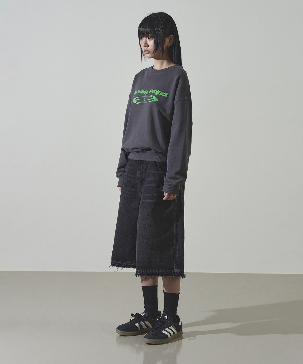 MUSINSA公式 | OPENING PROJECT W Identity Sweatshirt - Charcoal