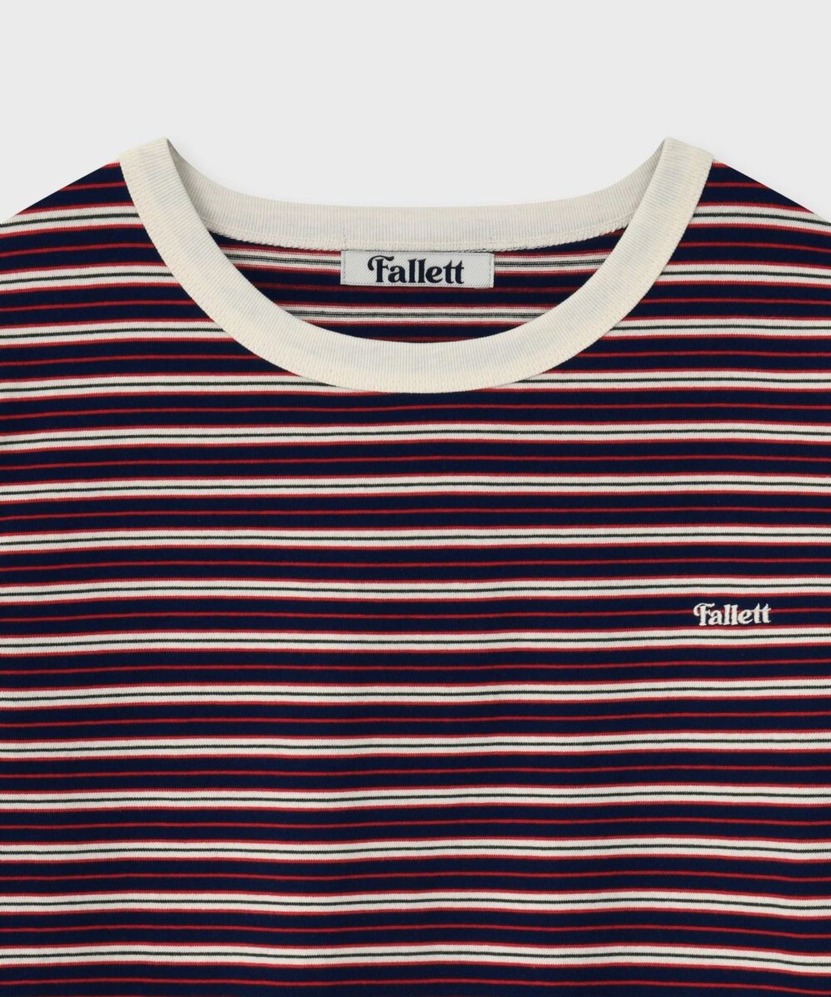 팔렛(FALLETT) 스트라이프 슬림핏 반팔티 네이비