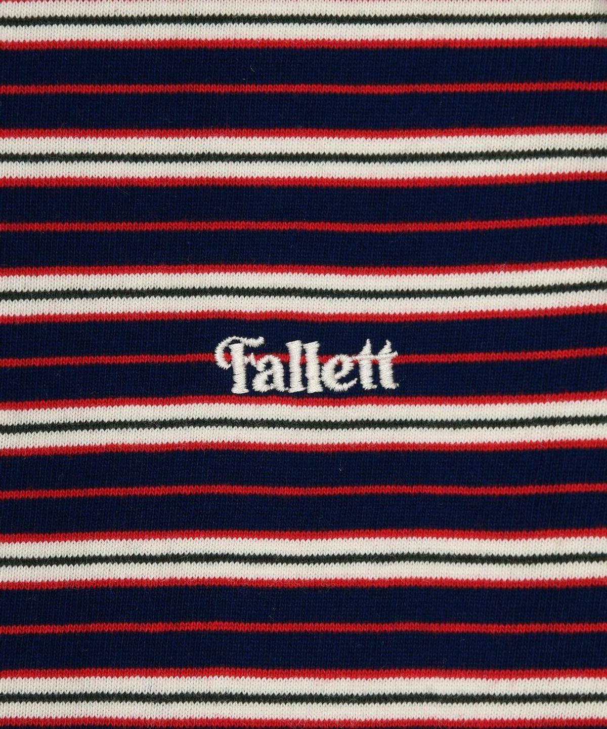 팔렛(FALLETT) 스트라이프 슬림핏 반팔티 네이비