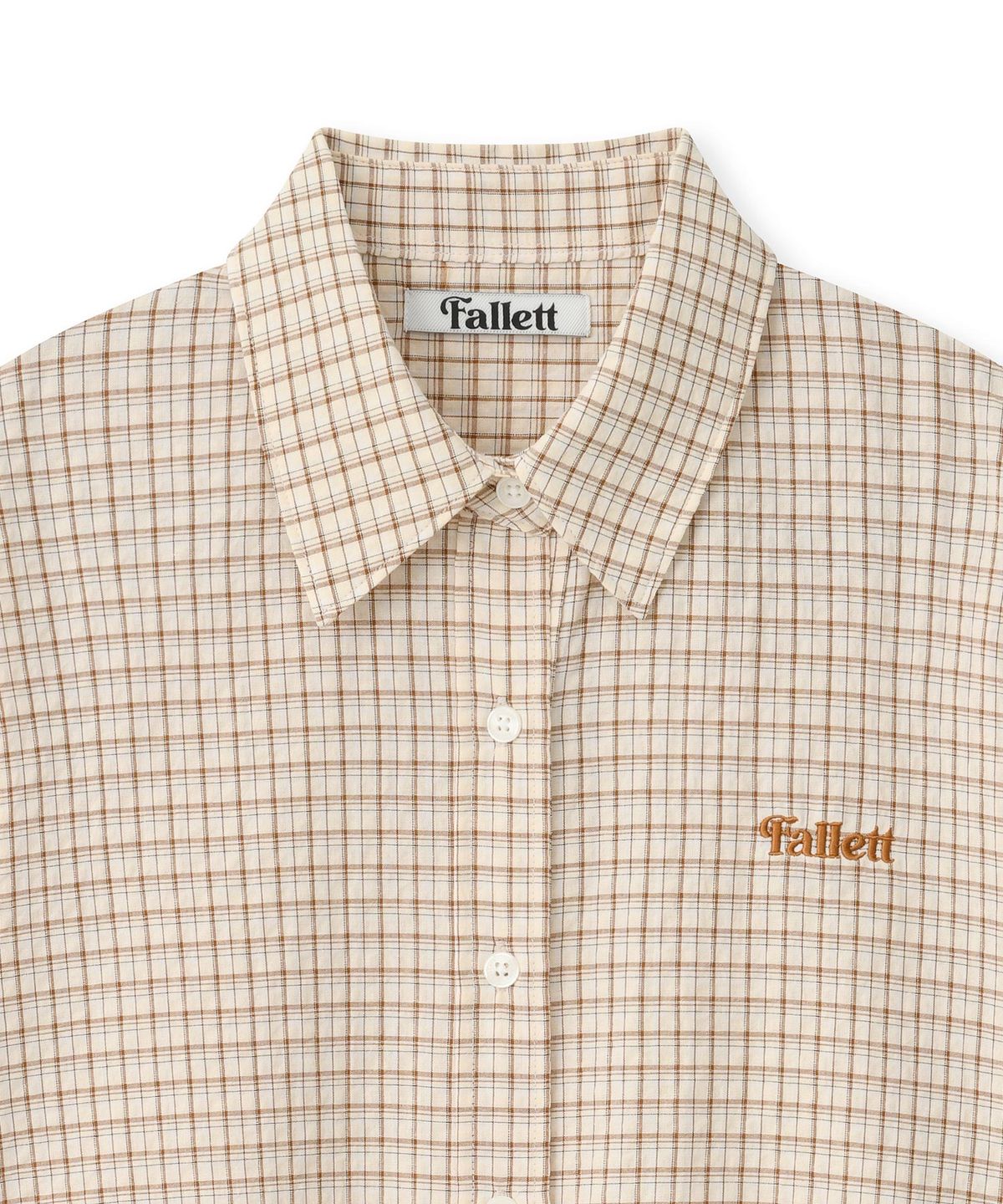 팔렛(FALLETT) 스몰 스토리 로고 체크 셔츠 브라운