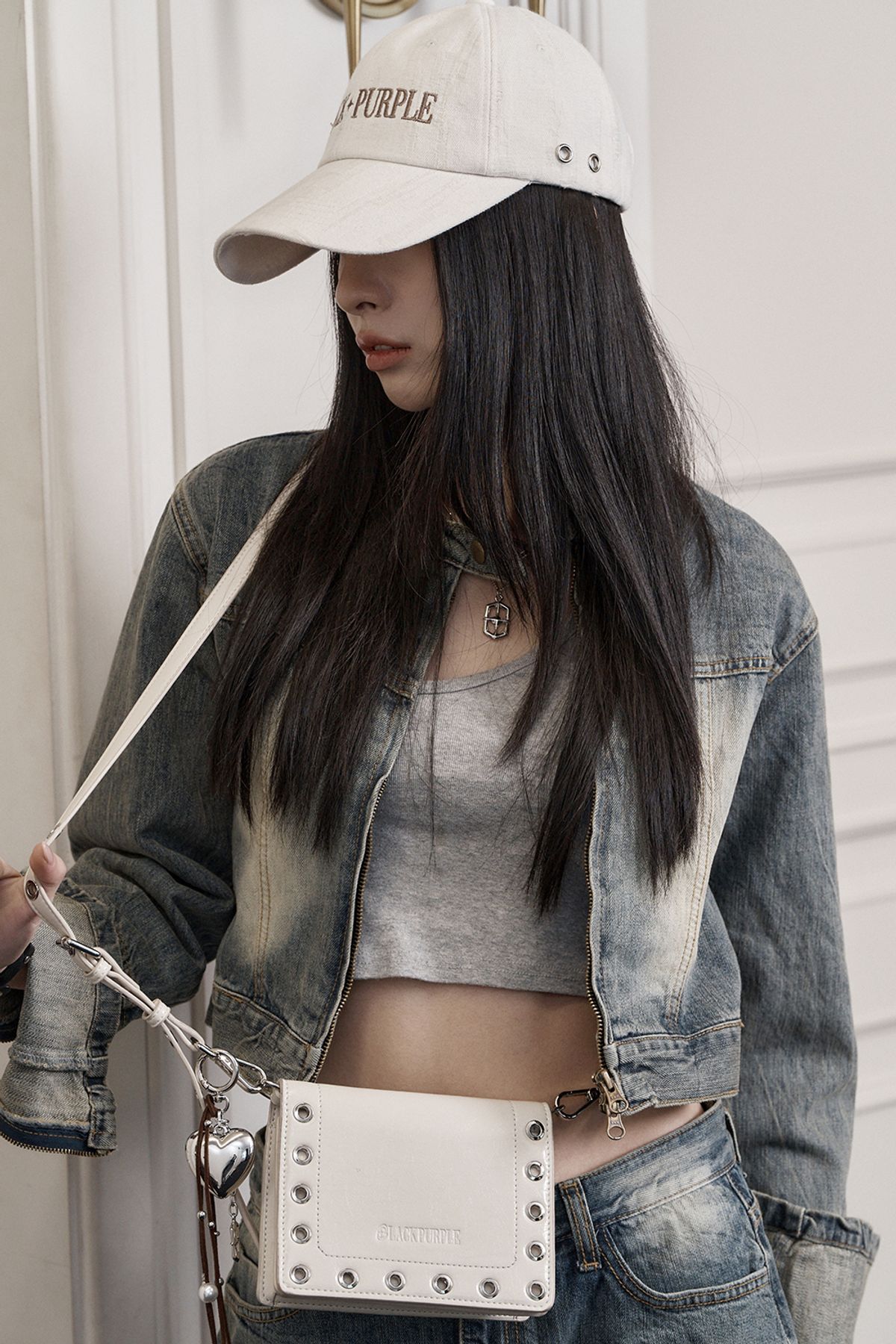 블랙 퍼플(BLACK PURPLE) 볼텍스 사이드 아일렛 볼캡 Vortex side eyelet cap - IVORY