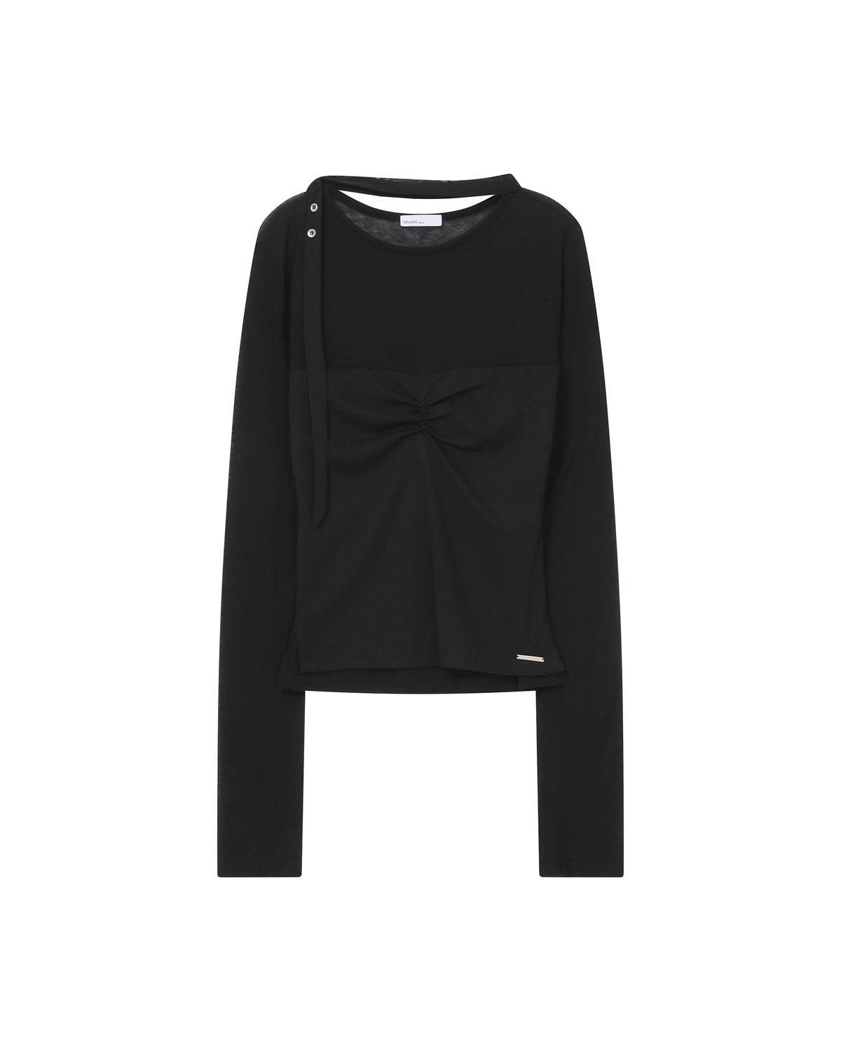 韓国人気★Miseki SEOUL★Sheer layered scarf long sleeves 黒 MUSINSA | MISEKI SEOUL Sheer layered scarf long sleeves BLACK