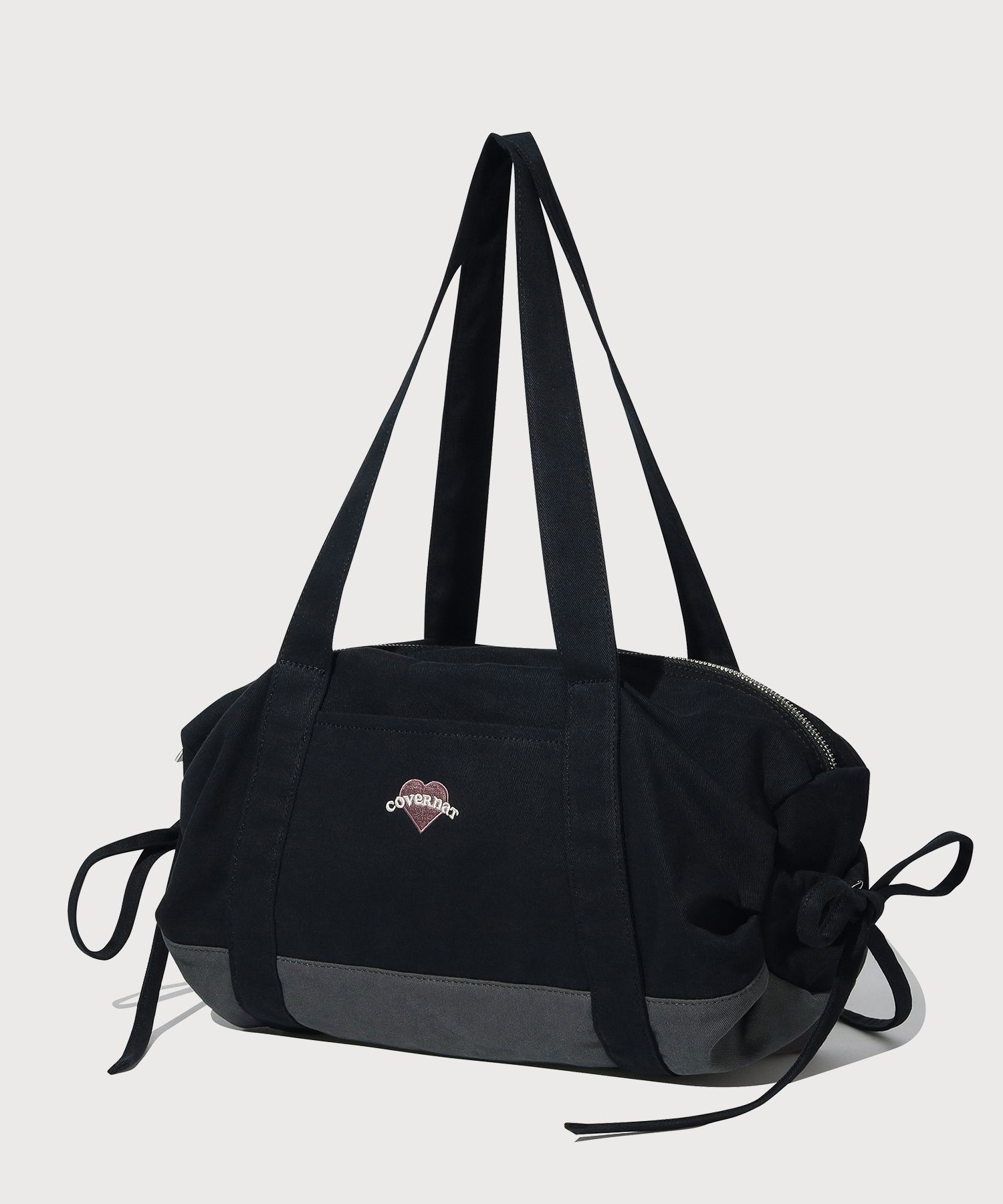 MUSINSA | COVERNAT WOMAN Clover Heart Ribbon Duffle Bag Black
