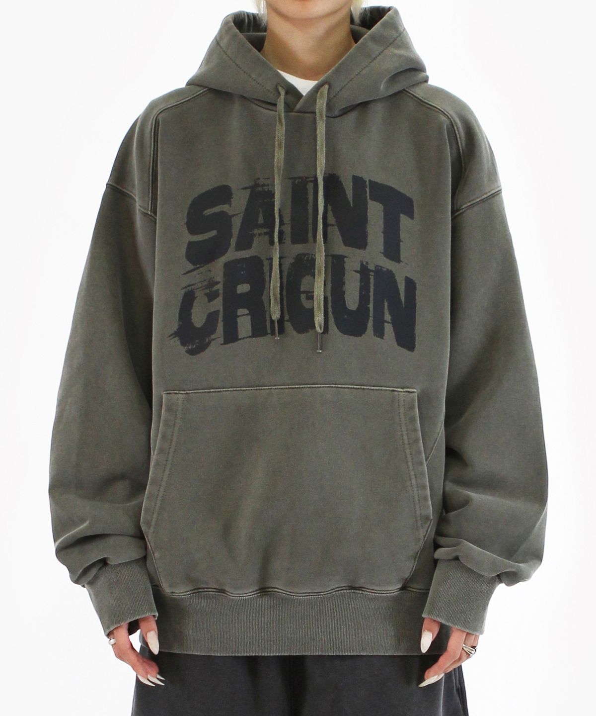 크리건(CRIGUN) 피그먼트 saint crigun 후드티 (2color)