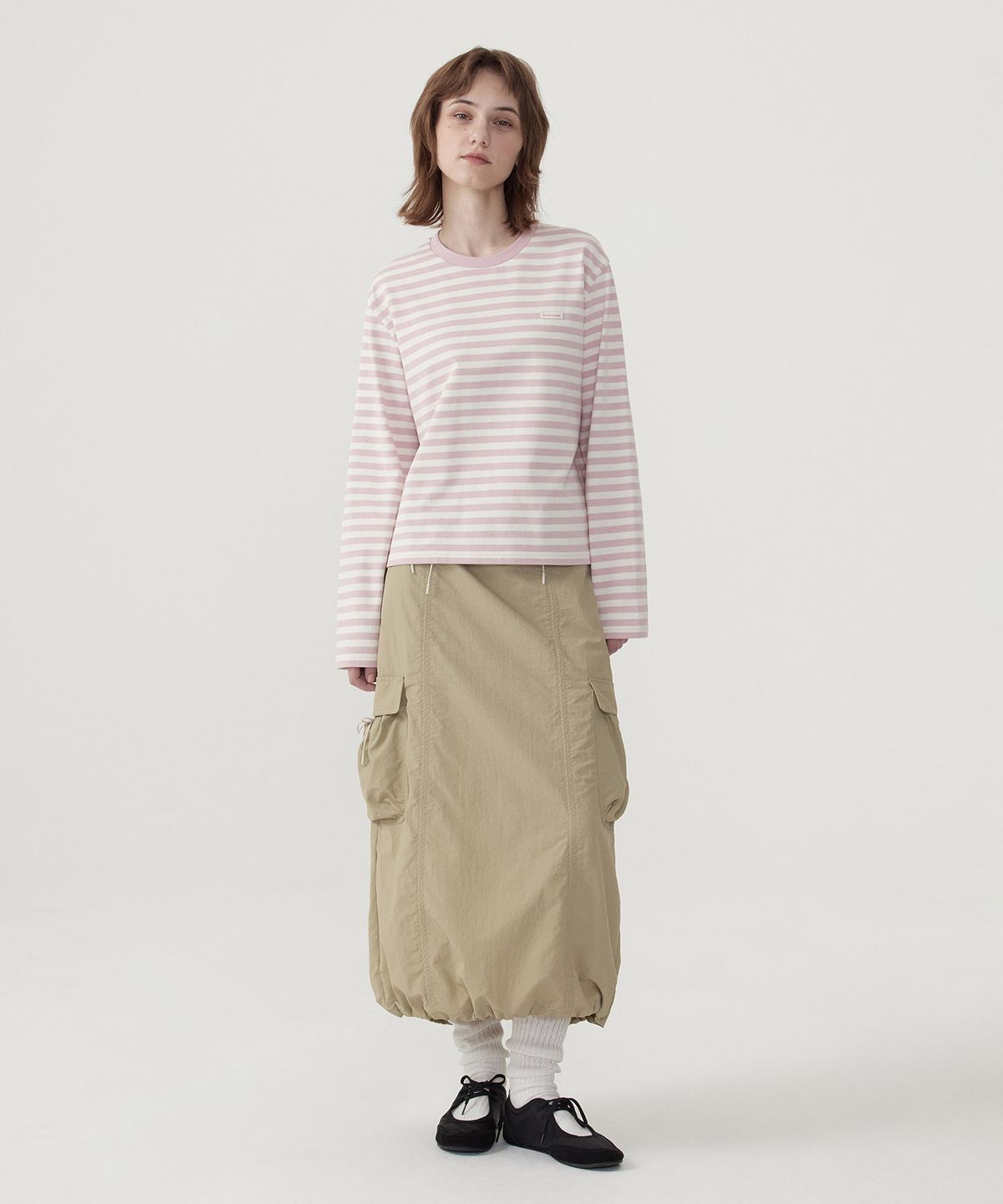 커버낫 우먼(COVERNAT WOMAN) 우먼 스트라이프 롱슬리브 Light Pink