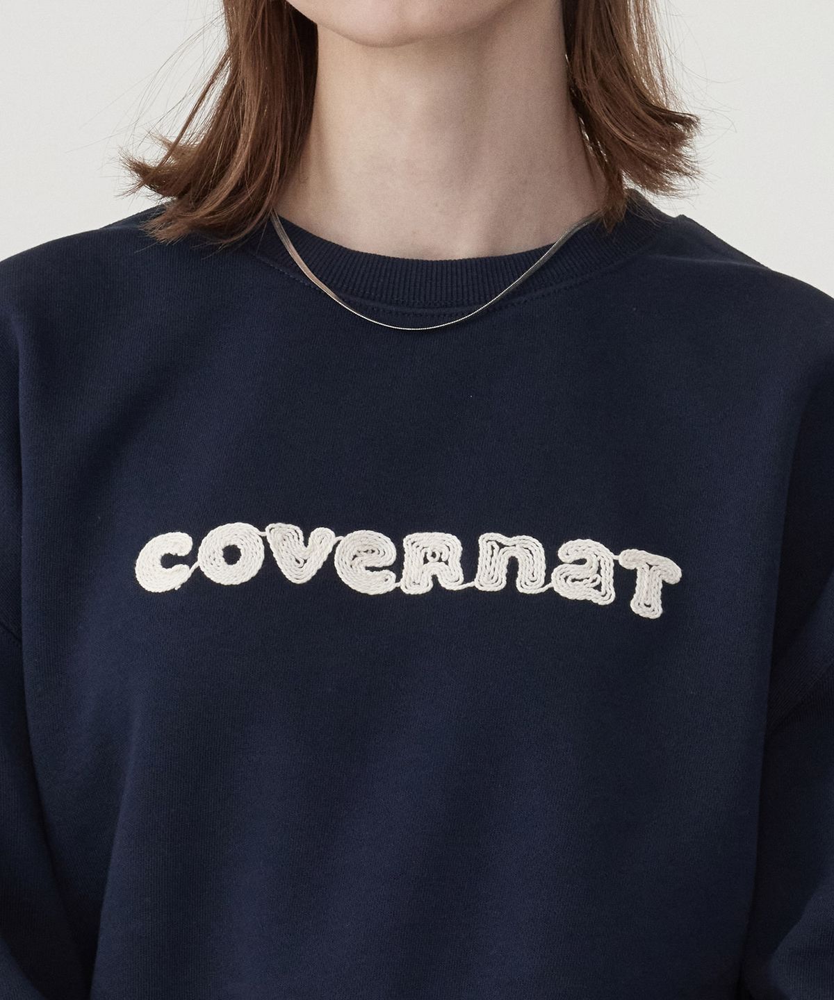 커버낫 우먼(COVERNAT WOMAN) 우먼 로프 쿠퍼로고 맨투맨 Navy