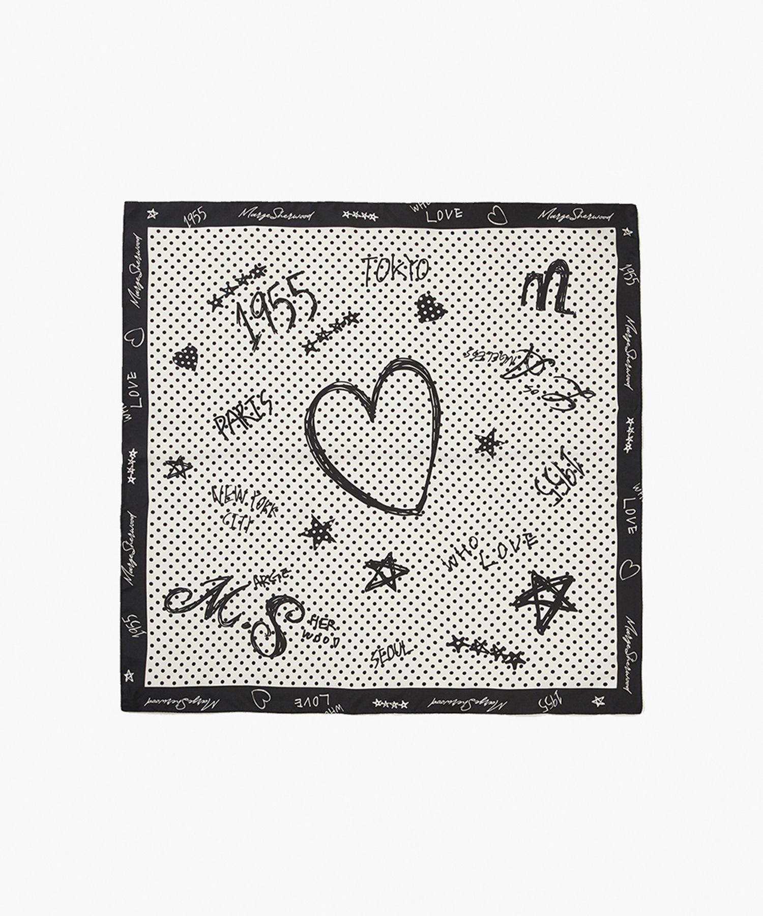 [MARGESHERWOOD] MARGE SKETCH SCARF ★大人気★ MUSINSA公式 | MARGESHERWOOD MARGE SKETCH SCARF_black/ivory