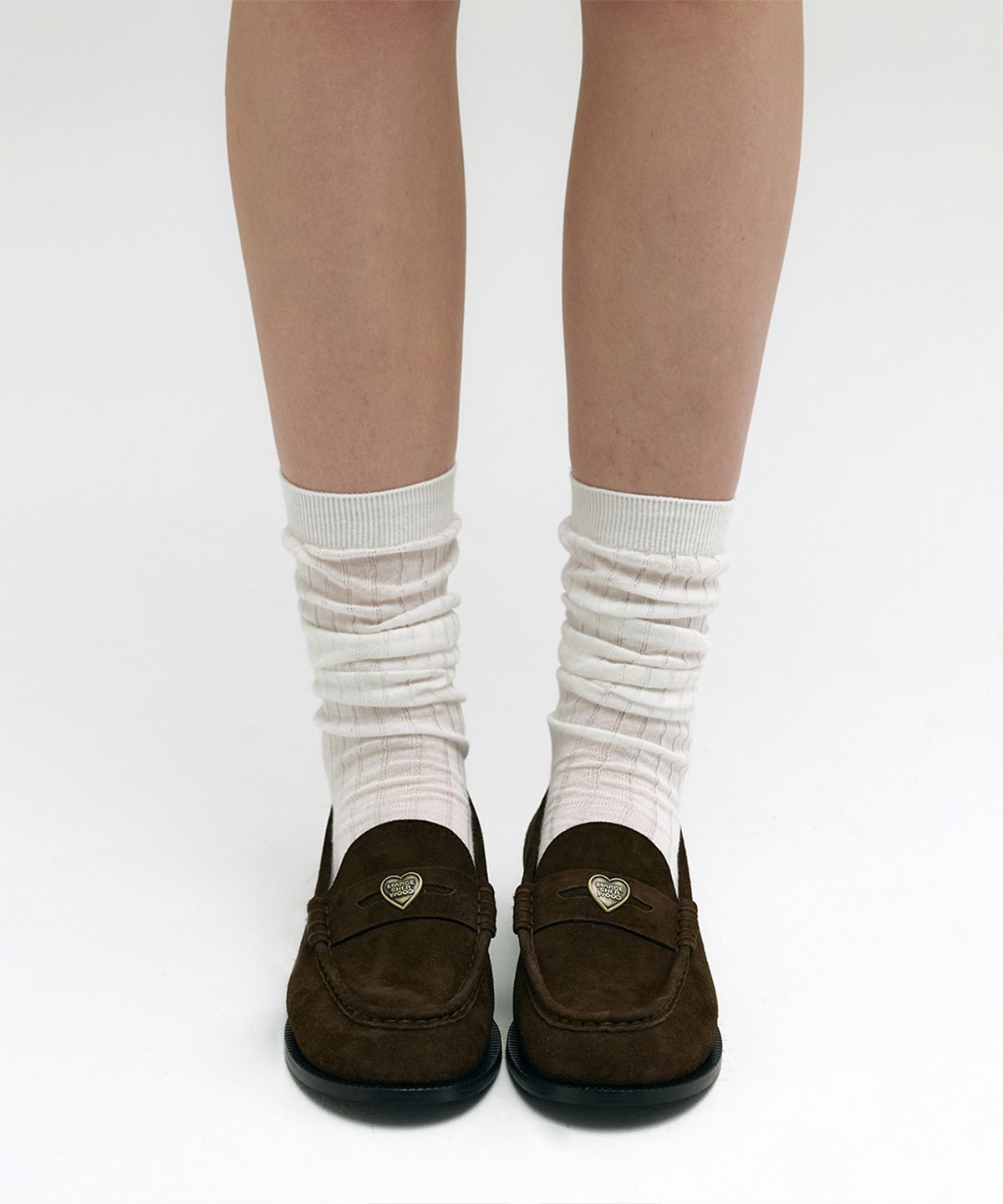 마지셔우드(MARGESHERWOOD) MARGE HEART LOAFERS_brown suede