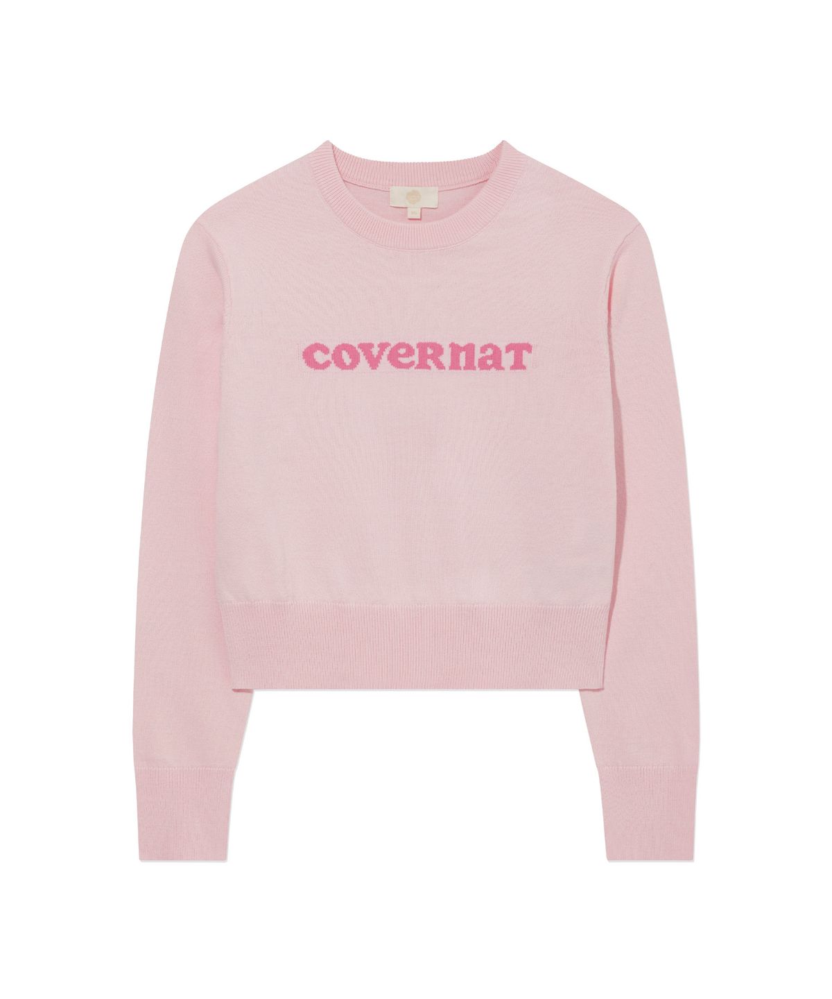 커버낫 우먼(COVERNAT WOMAN) 우먼 쿠퍼로고 라운드넥 니트 Light Pink