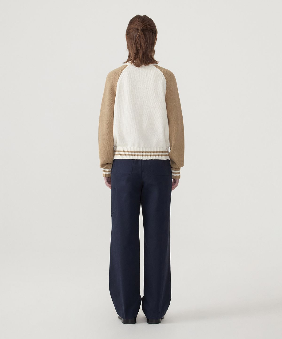 커버낫 우먼(COVERNAT WOMAN) 우먼 바시티 집업 니트 가디건 Beige