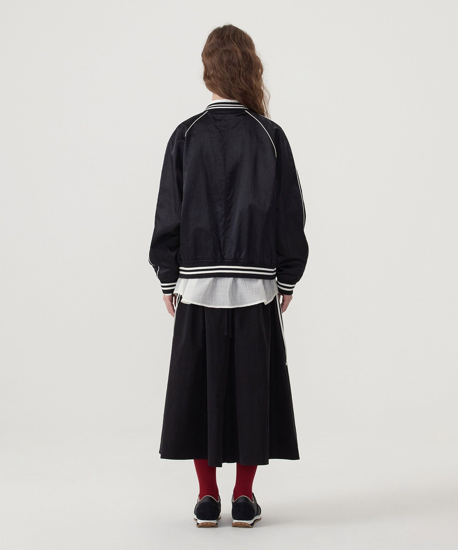 MUSINSA | COVERNAT WOMAN Women's Satin Varsity Jacket Black