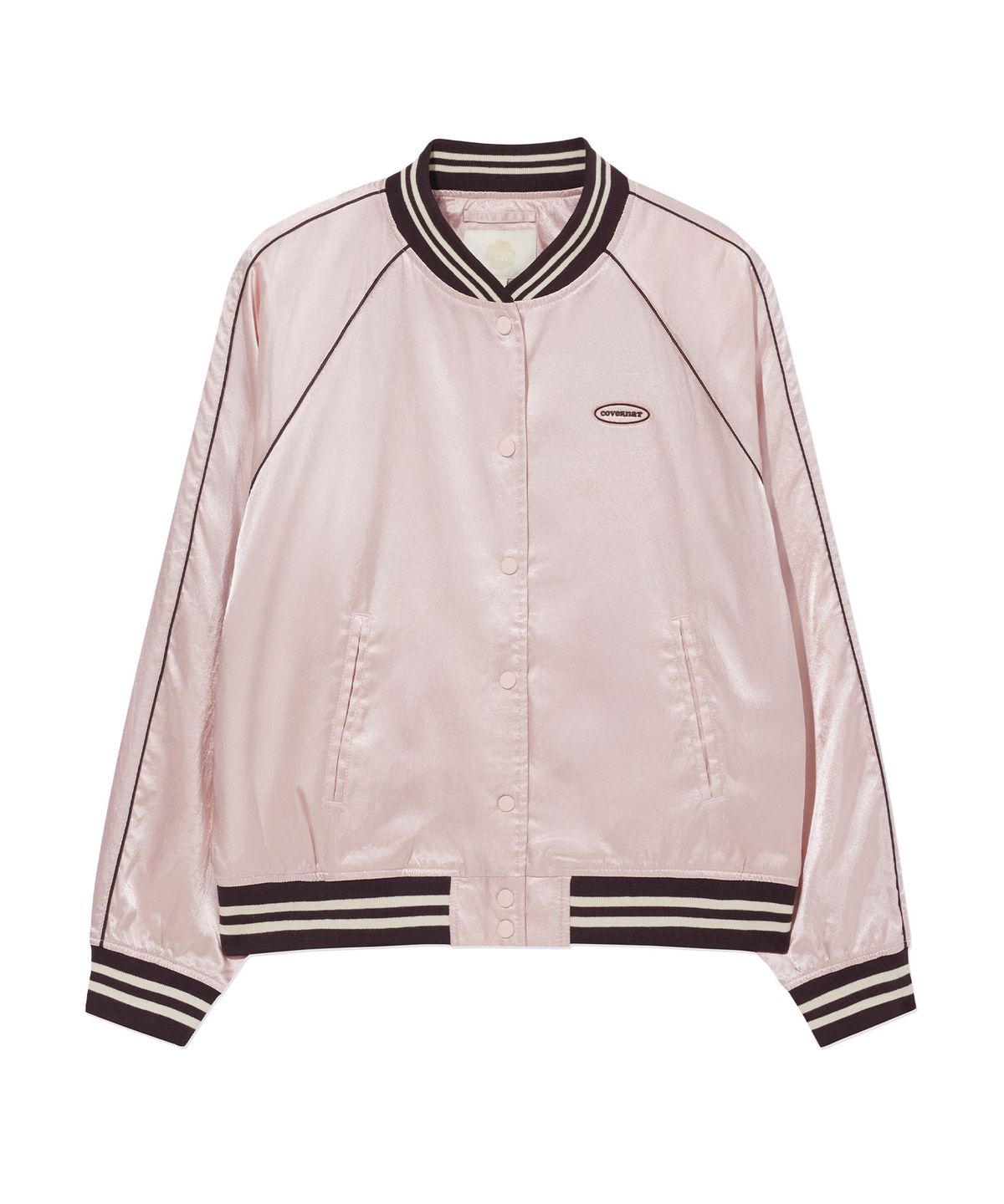 커버낫 우먼(COVERNAT WOMAN) 우먼 새틴 바시티 자켓 Light Pink