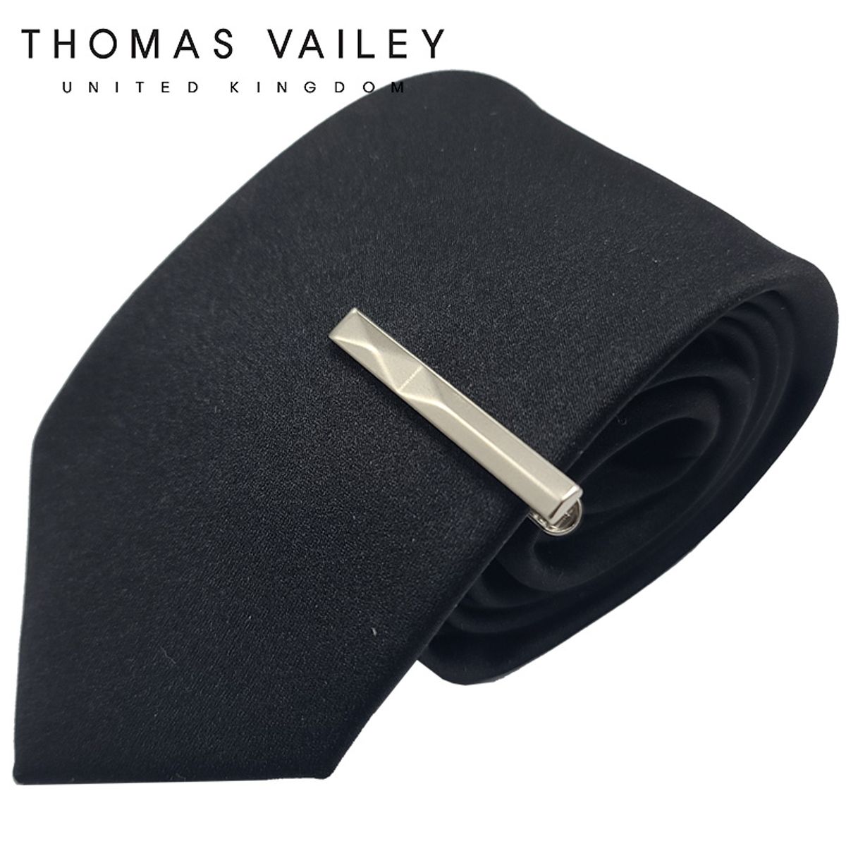 토마스 베일리(THOMAS VAILEY) 핀장식 패션넥타이 - 캣츠아이 블랙 7cm