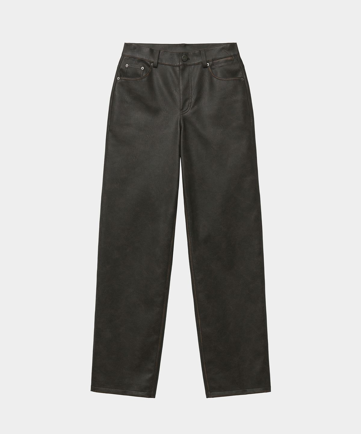 노이어(NOIRER) 빈티지 레더 스트레이트 팬츠 (브라운)