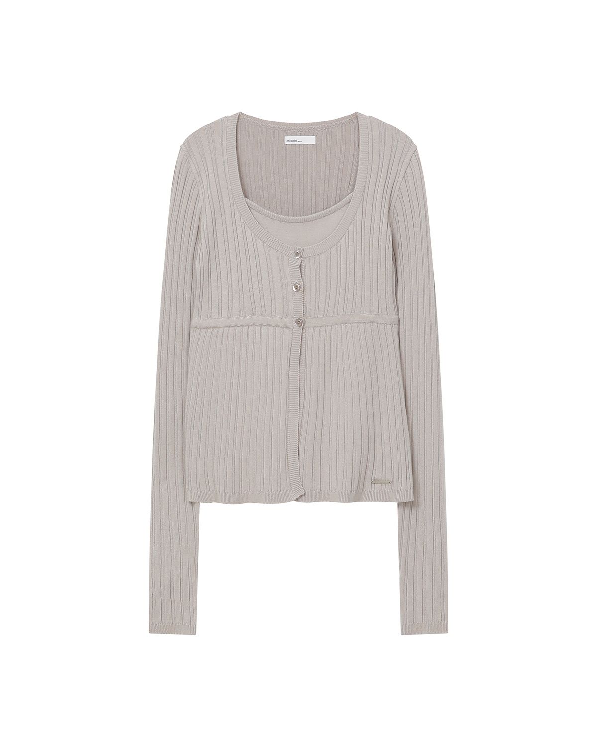 미세키서울(MISEKI SEOUL) Ribbed layered cardigan knit SAND BEIGE