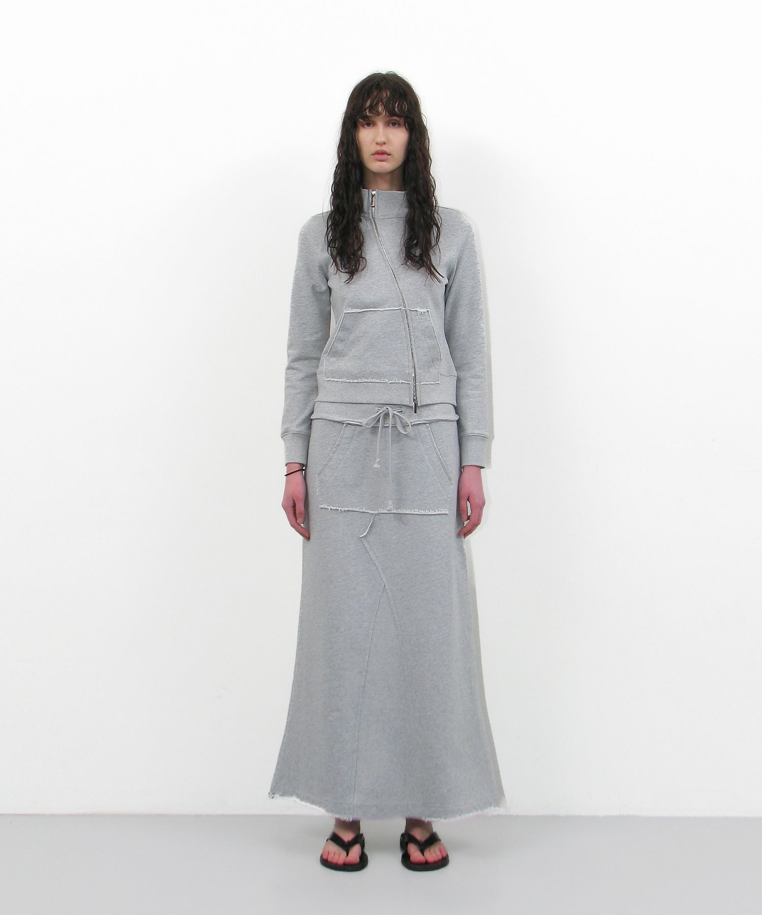 PARTIMENTO WOMAN ♥ CUT-OFF POCKET SWEAT MAXI SKIRT MUSINSA | PARTIMENTO WOMEN Cut-off pocket sweat maxi