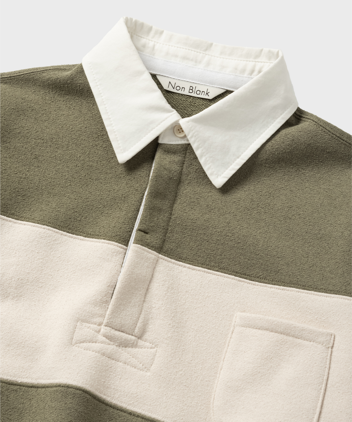 넌블랭크(NONBLANK) 부클 럭비 티셔츠_KHAKI