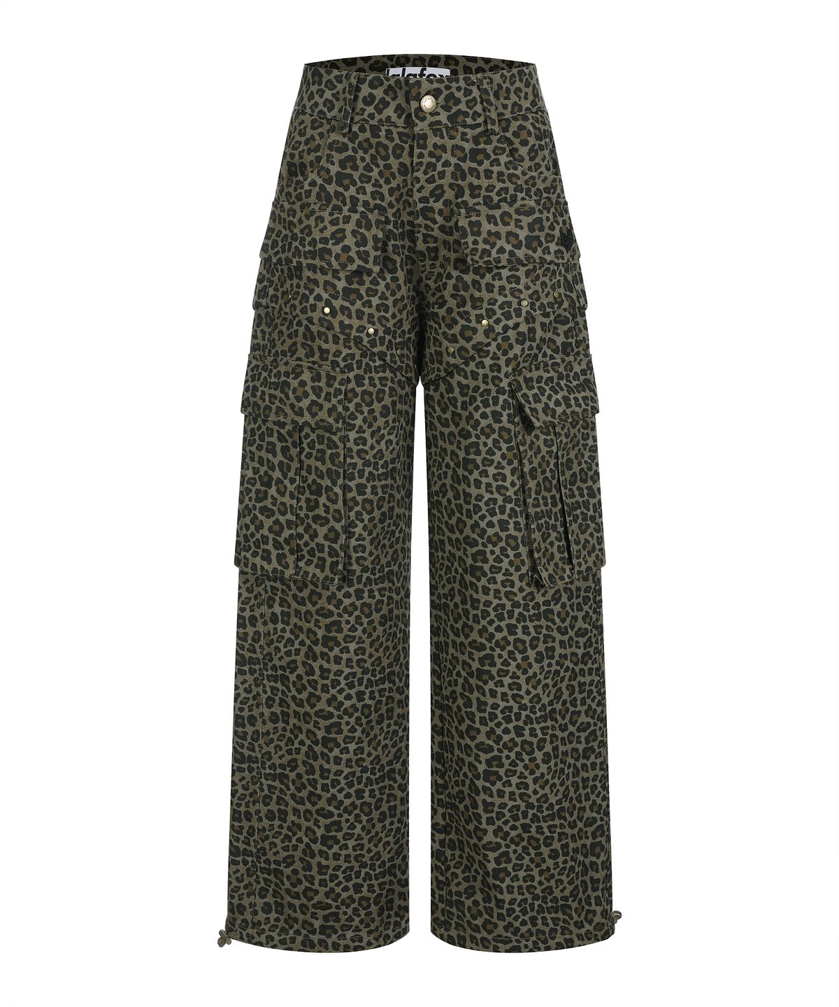 라라폭스(LALAFOX) LEOPARD PRINT RIVET POCKET POINT PANTS 레오파드 카고 팬츠 BROWN BR2WP007