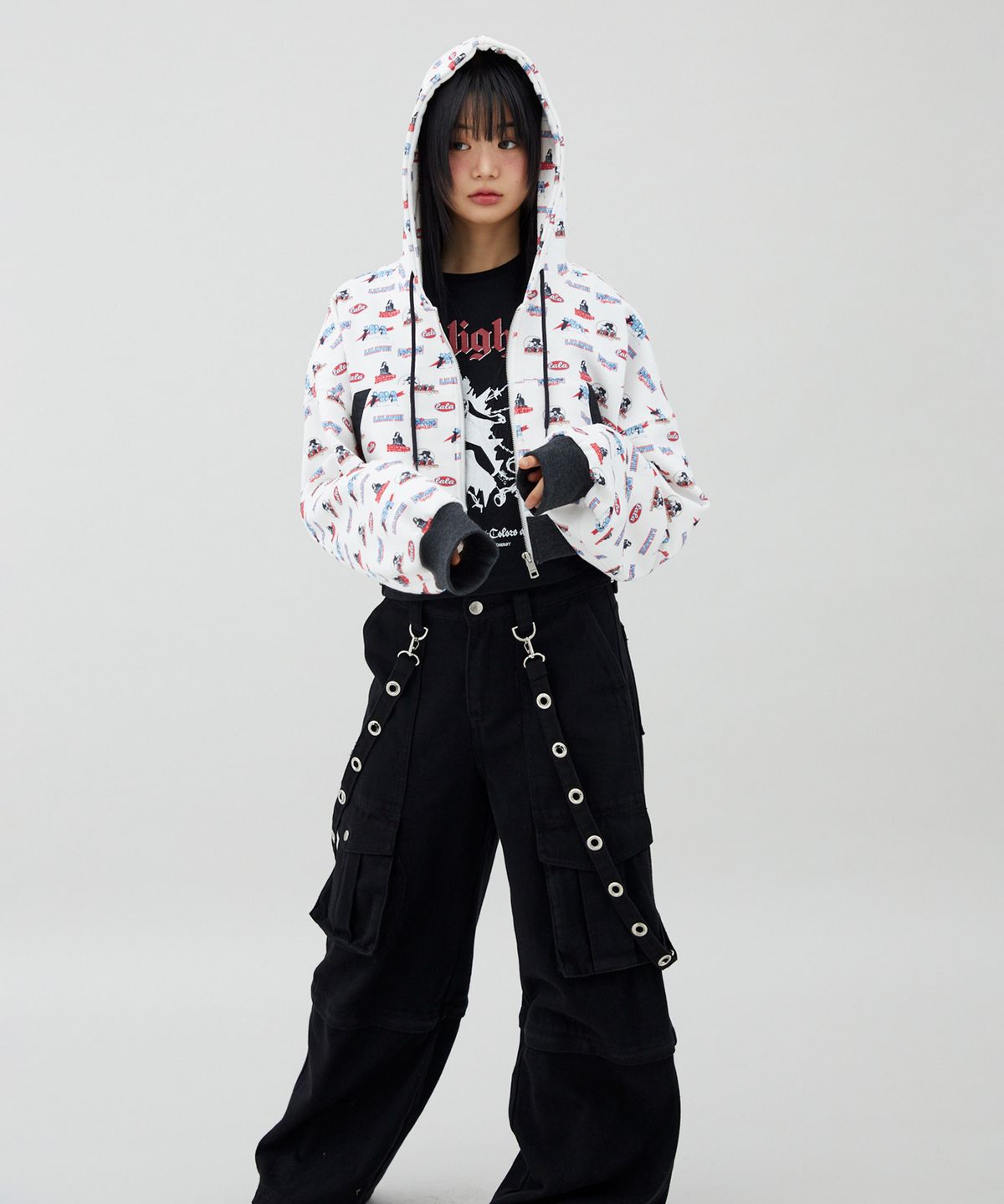 라라폭스(LALAFOX) LALA PATTERN HOODIE ZIP-UP 후드집업 WHITE BR2CJ005