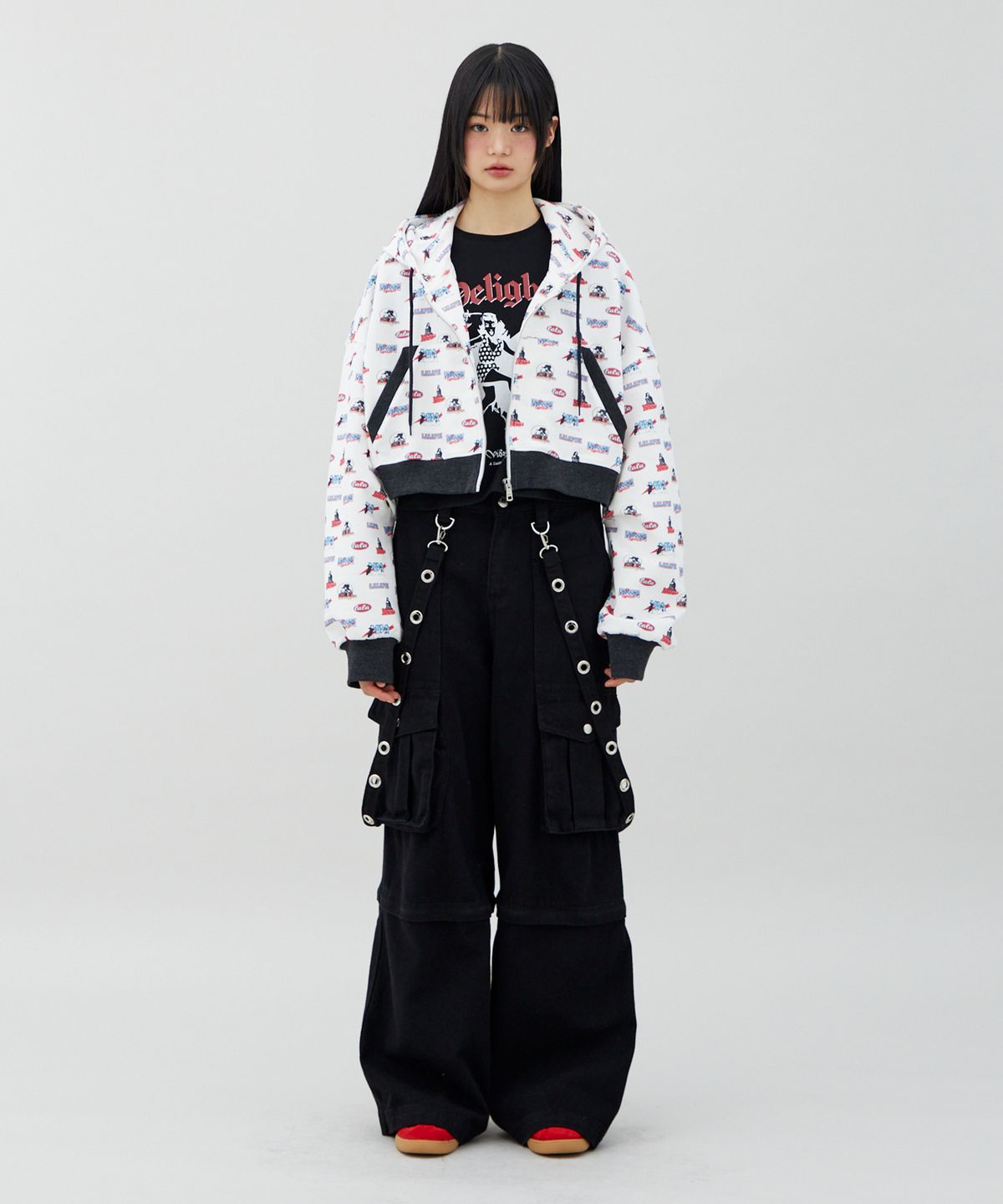 라라폭스(LALAFOX) LALA PATTERN HOODIE ZIP-UP 후드집업 WHITE BR2CJ005