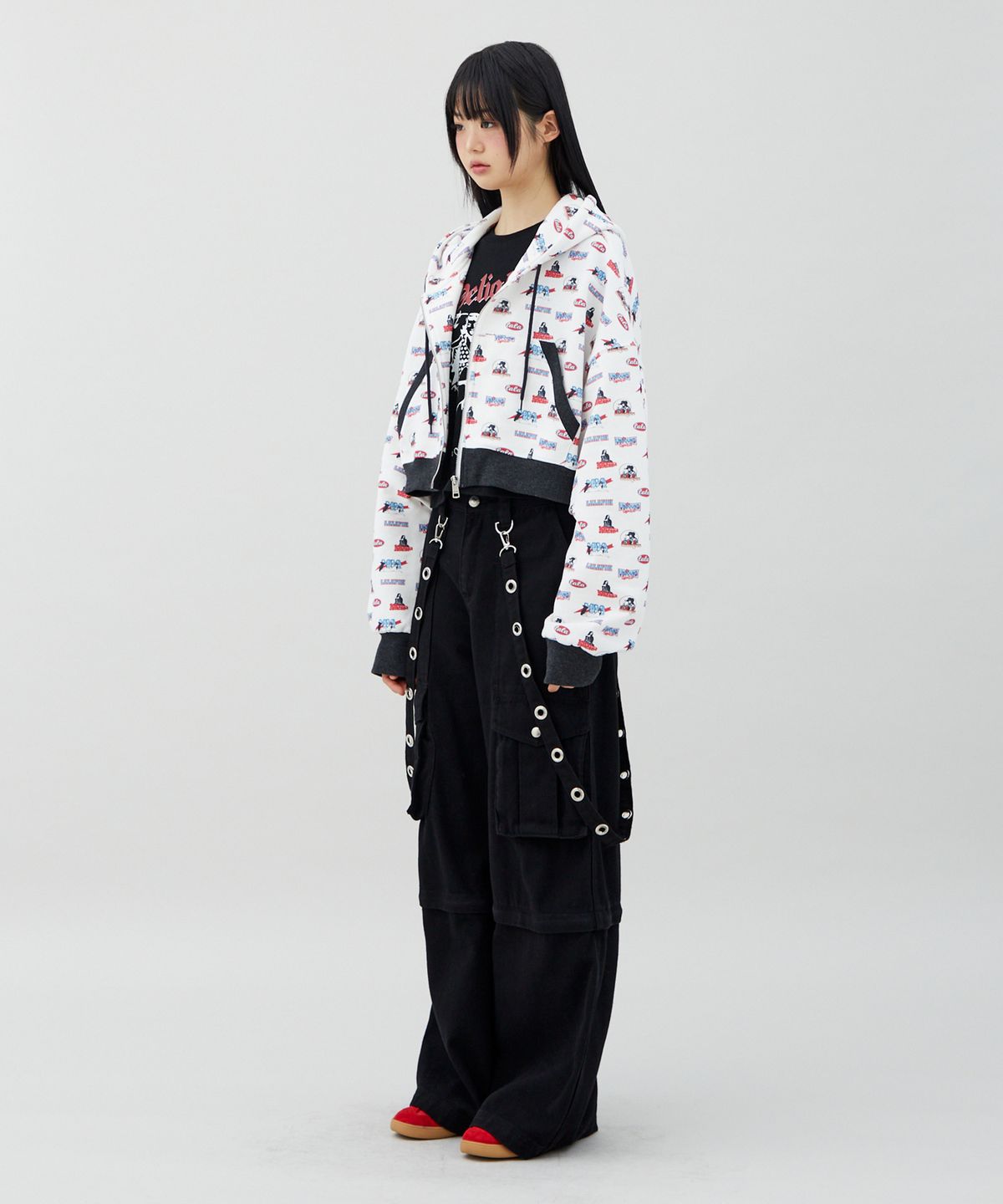 라라폭스(LALAFOX) LALA PATTERN HOODIE ZIP-UP 후드집업 WHITE BR2CJ005