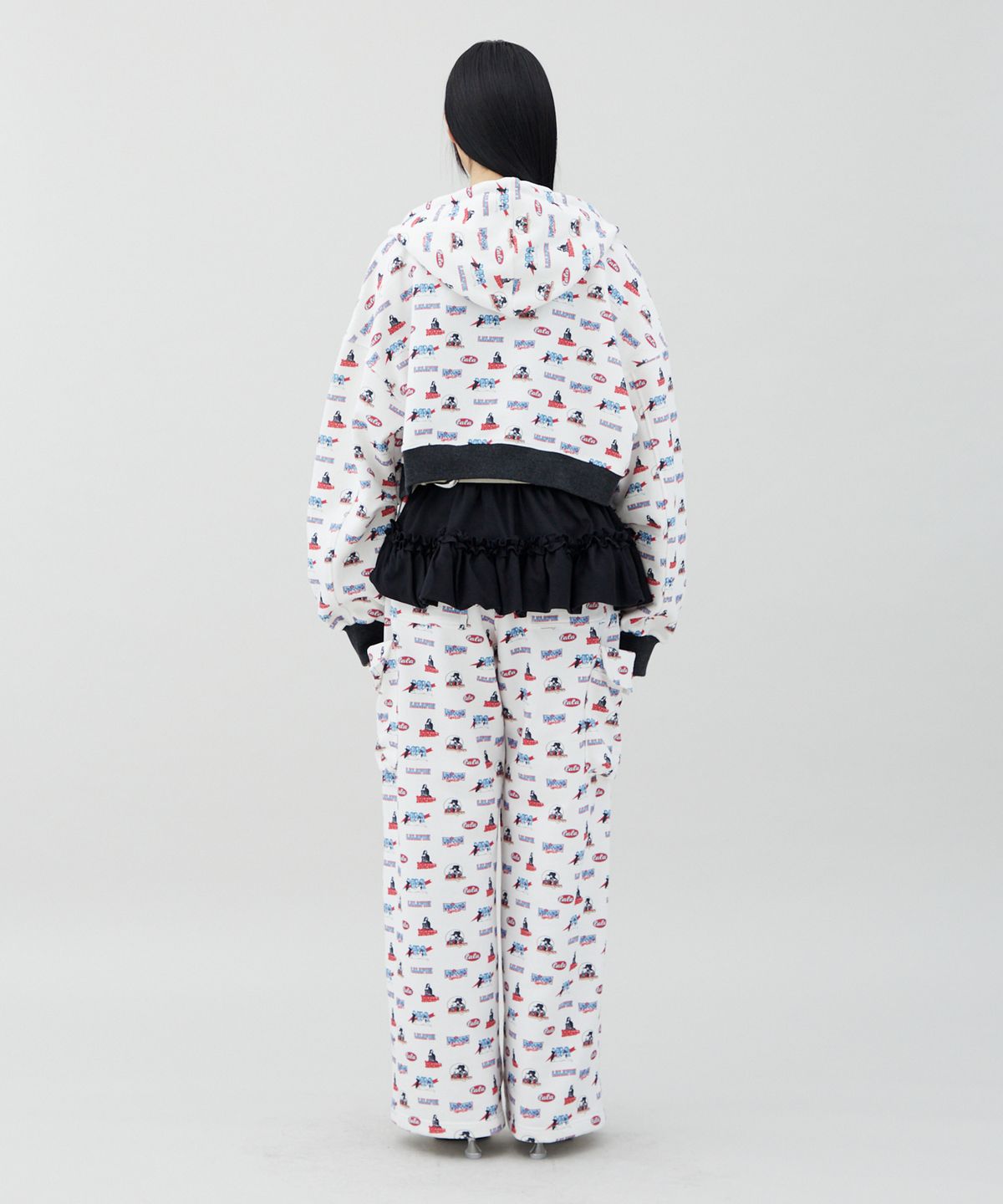 라라폭스(LALAFOX) LALA PATTERN WIDE SWEAT PANTS 패턴 프린트 스웻팬츠 WHITE BR2CP003