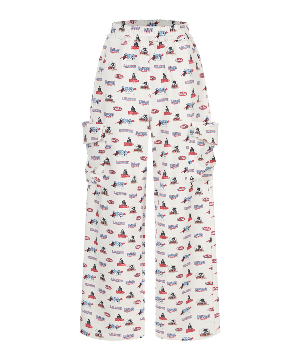 라라폭스(LALAFOX) LALA PATTERN WIDE SWEAT PANTS 패턴 프린트 스웻팬츠 WHITE BR2CP003