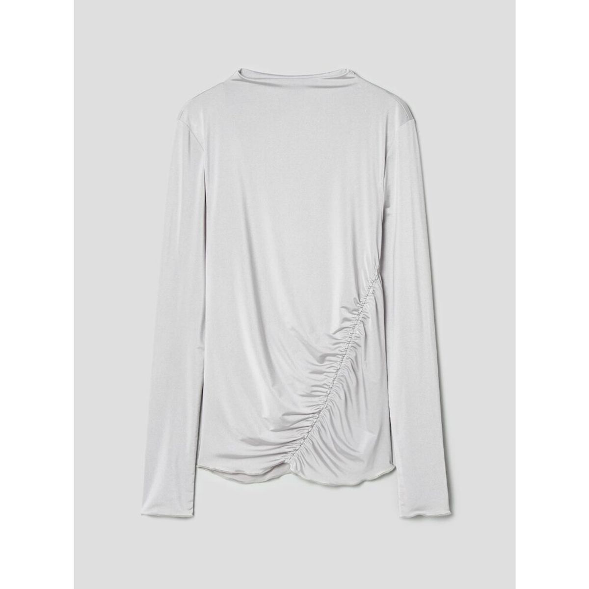 앙개(ANGGAE) Light Jersey Slim Shirring Top  Silver