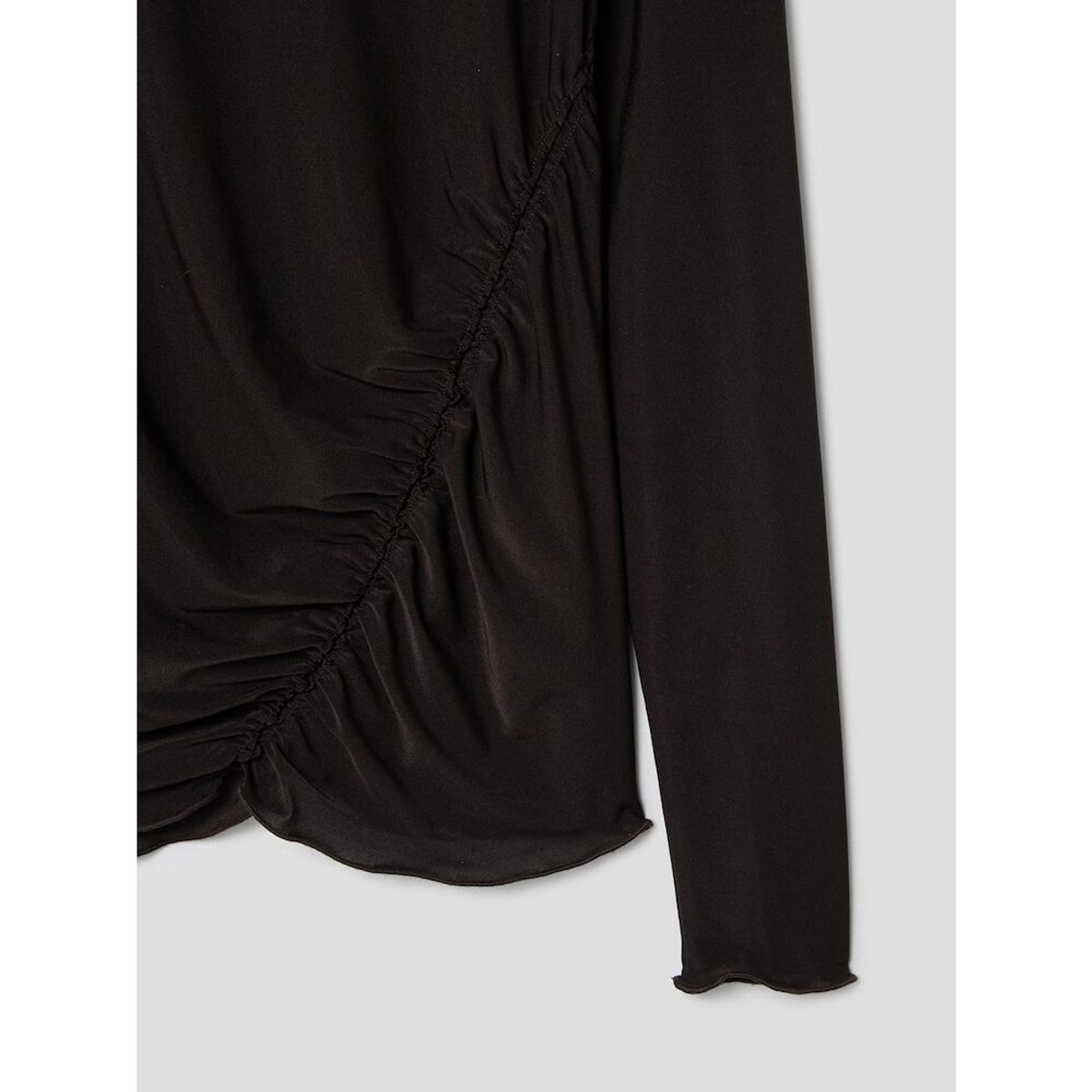 앙개(ANGGAE) Light Jersey Slim Shirring Top  Brown