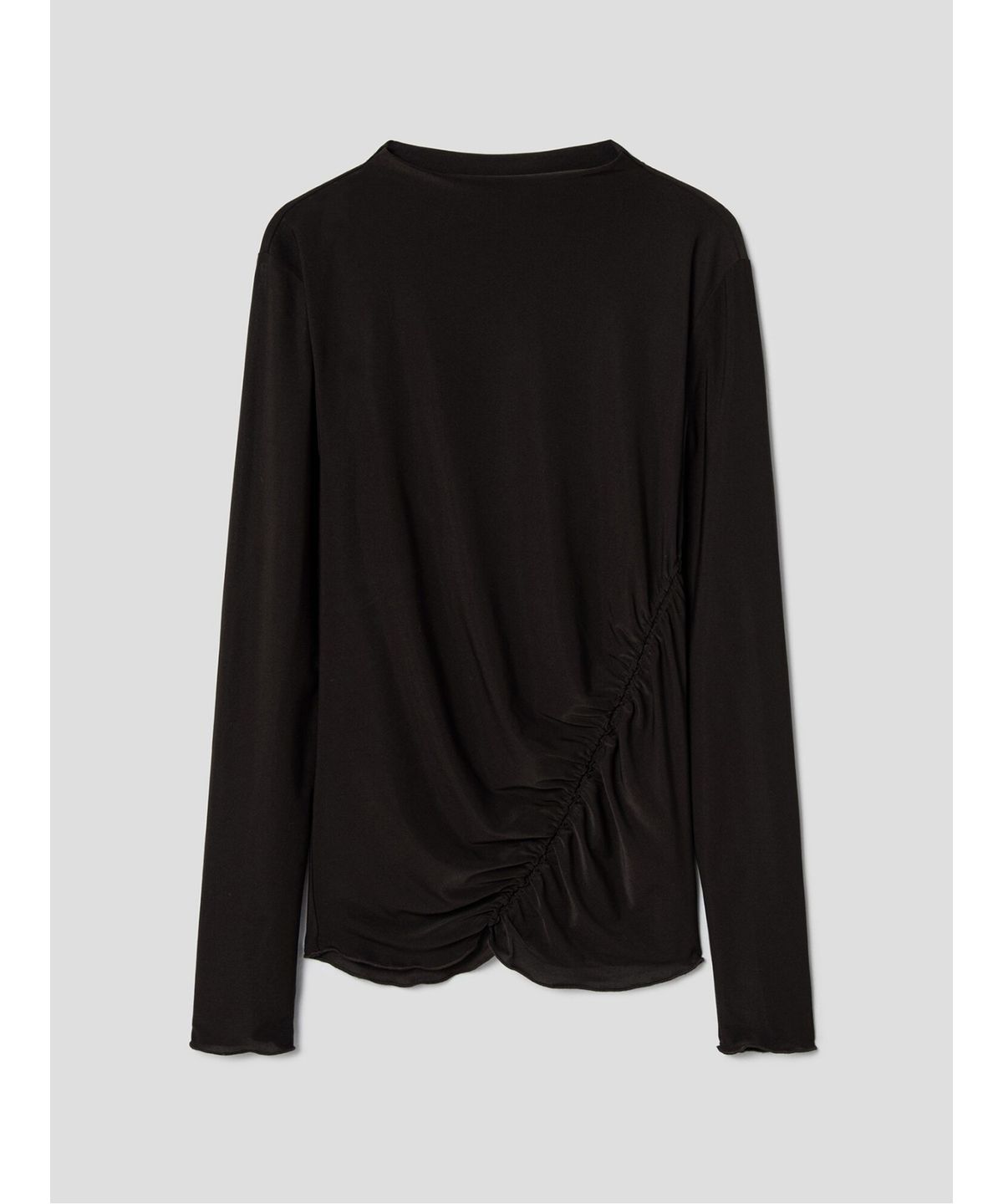 앙개(ANGGAE) Light Jersey Slim Shirring Top  Brown