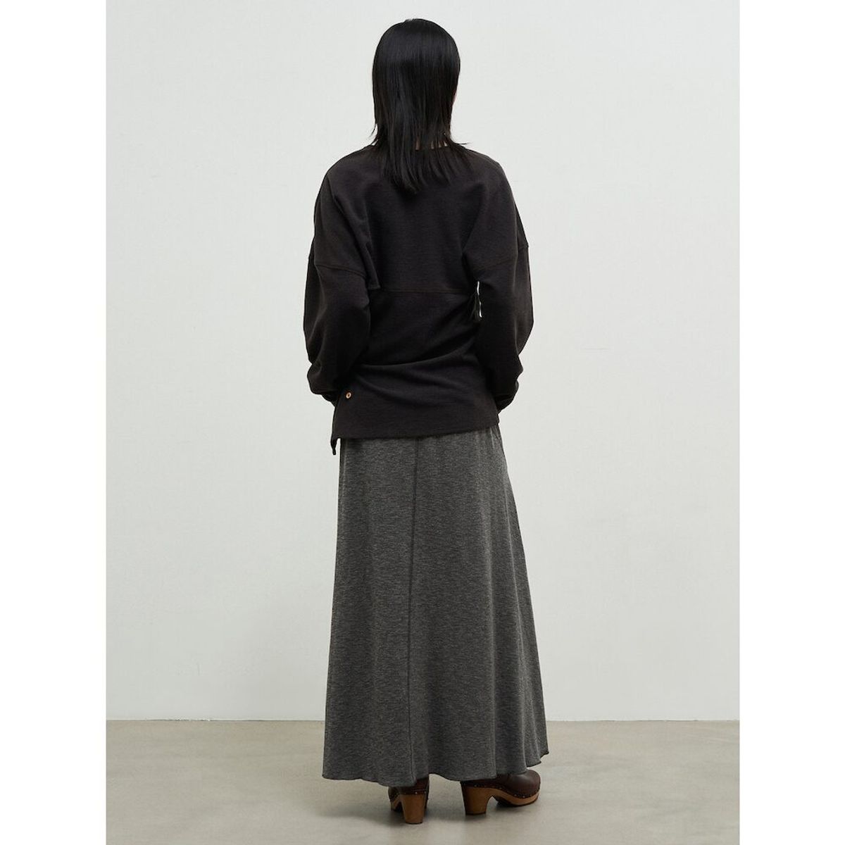 앙개(ANGGAE) Side Button Long TShirts  Brown