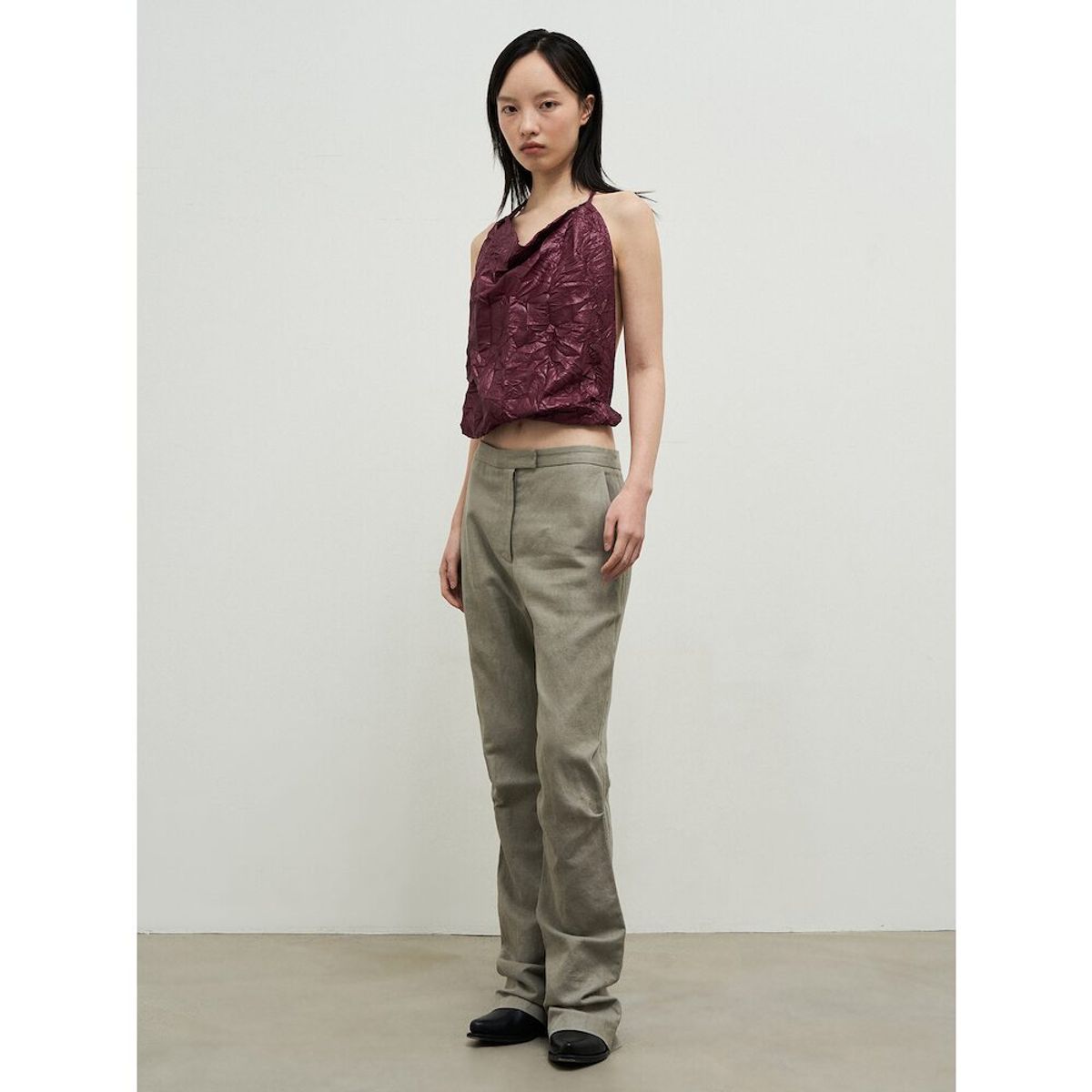 앙개(ANGGAE) Gelato Wrinkle Halter Blouse  Red