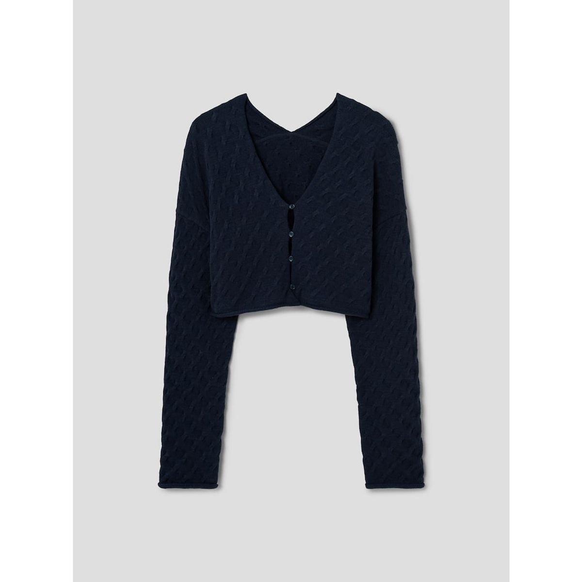 앙개(ANGGAE) Cable Cropped Bolero Cardigan  Navy