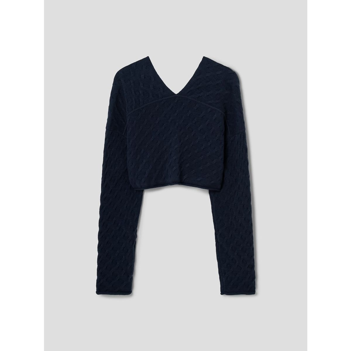 앙개(ANGGAE) Cable Cropped Bolero Cardigan  Navy