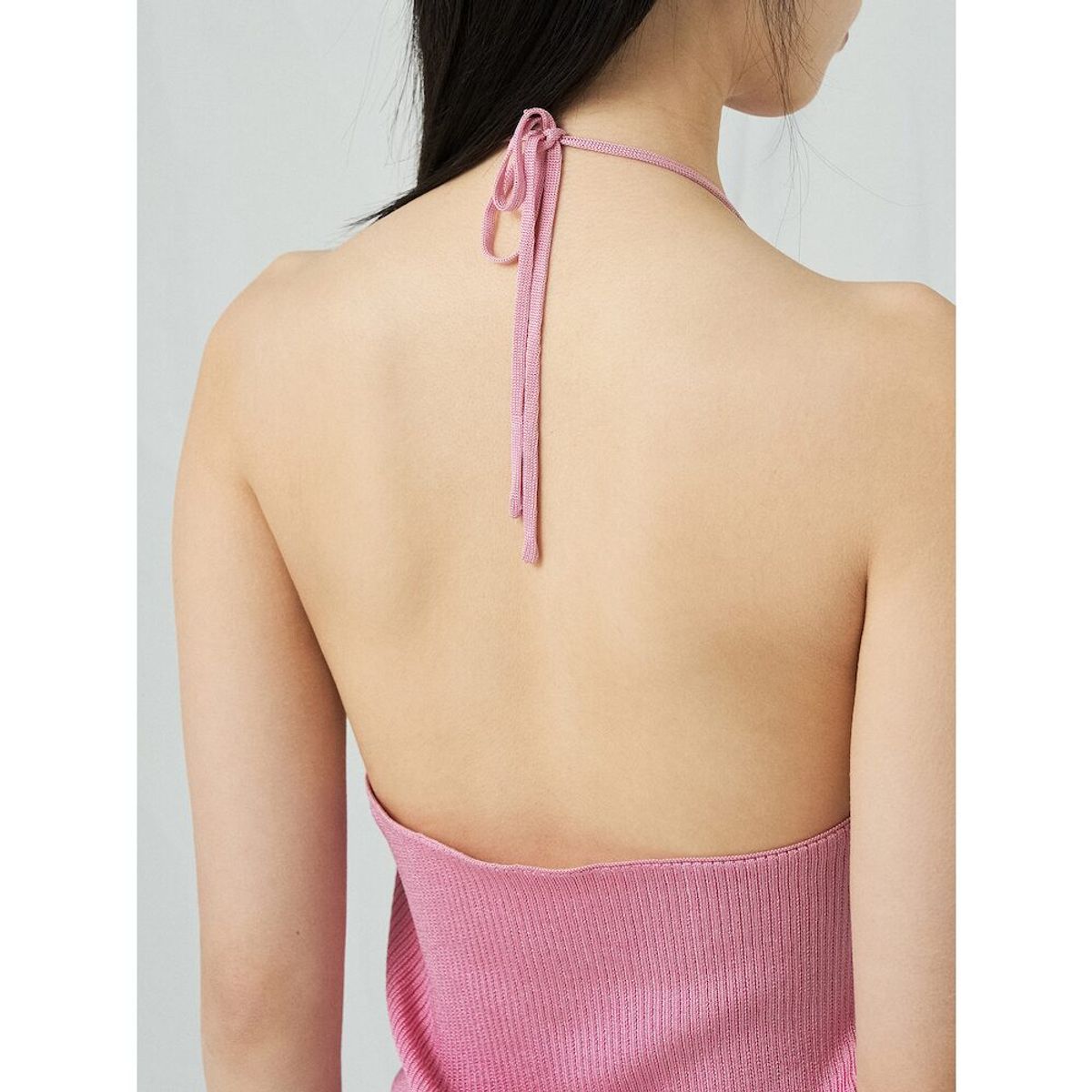 앙개(ANGGAE) Rayon Halterneck Knit Top  Pink