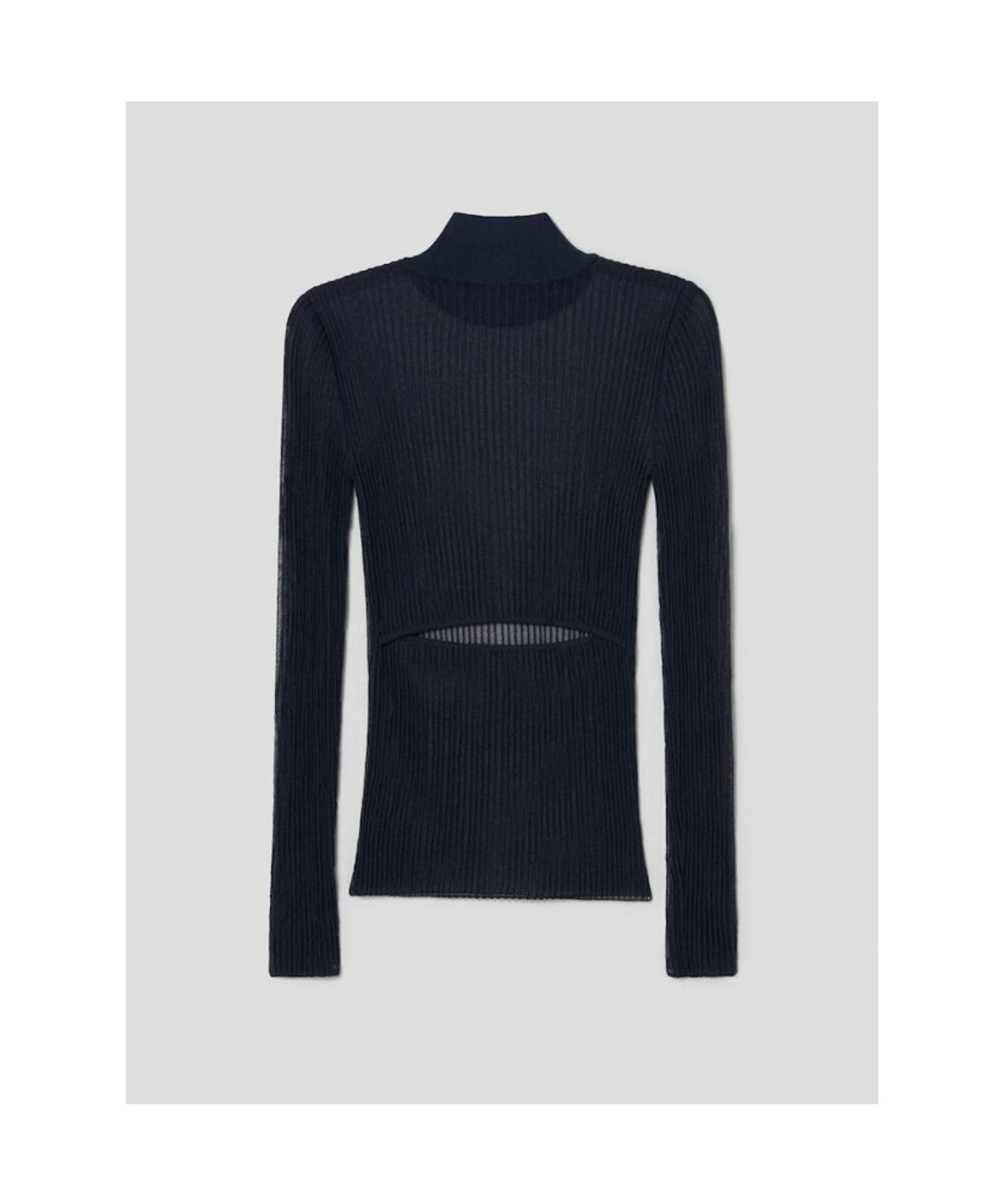 앙개(ANGGAE) Sheer Rib Super Slim Pullover  Navy