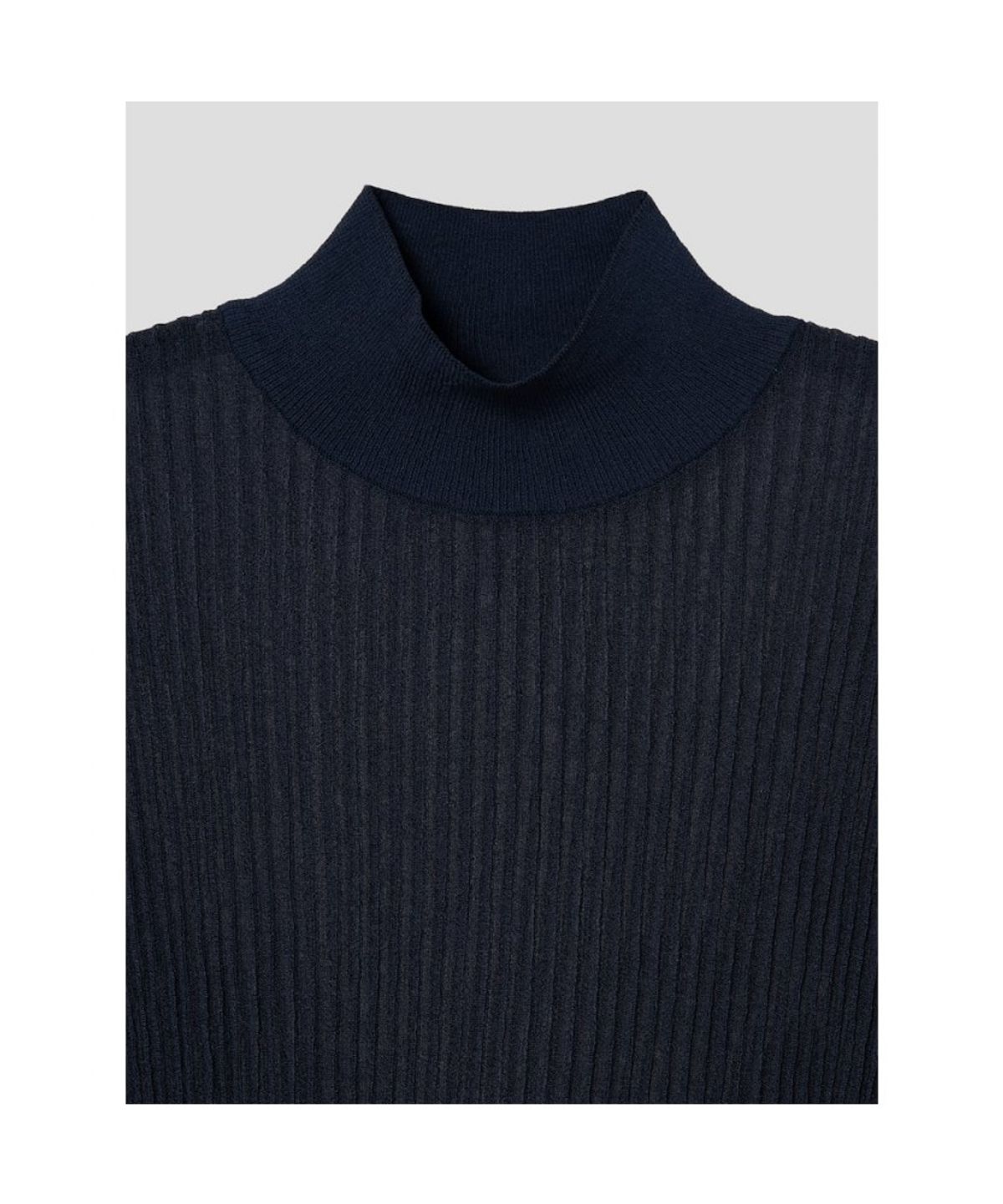 앙개(ANGGAE) Sheer Rib Super Slim Pullover  Navy